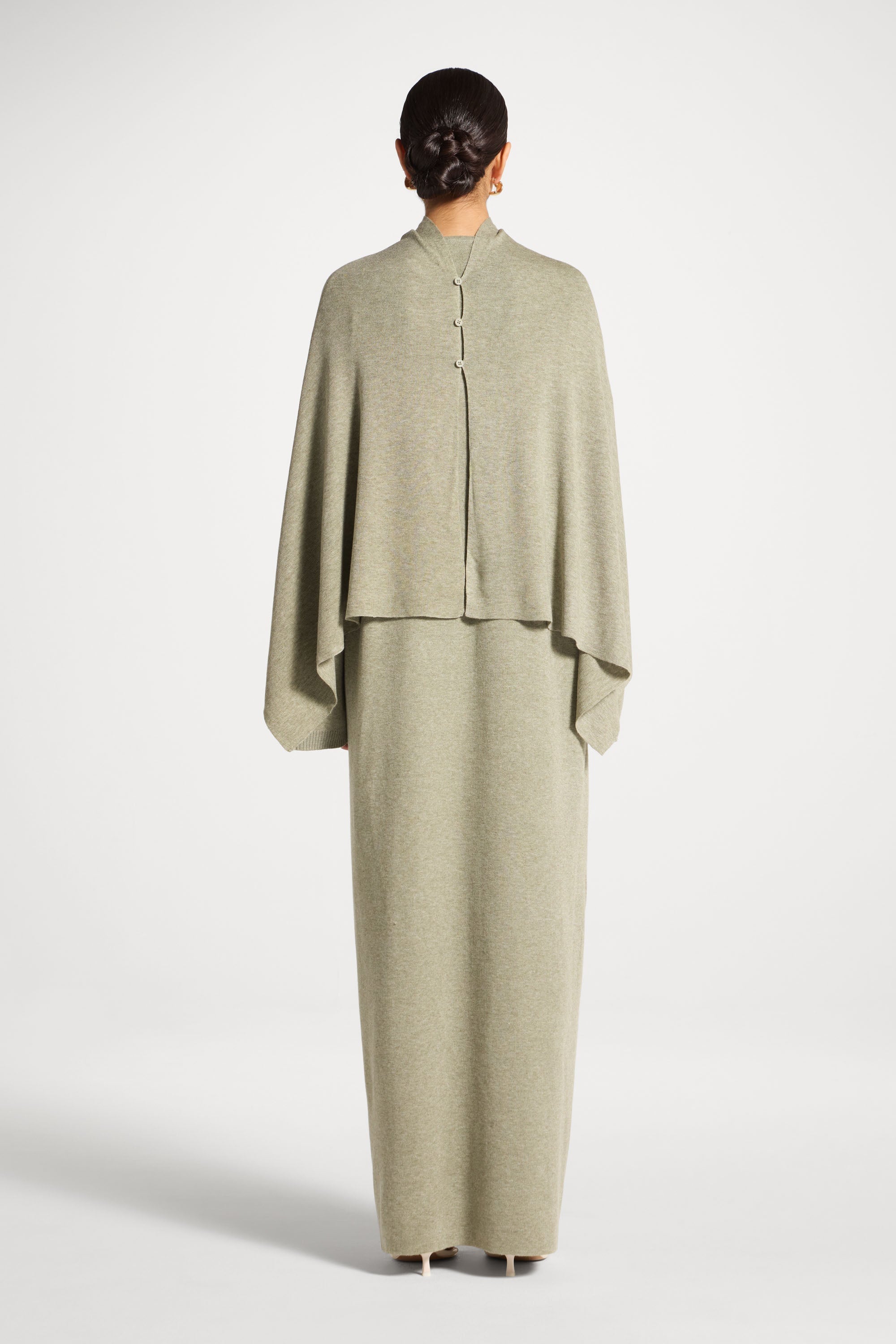 Knit Maxi Dress & Scarf Set - Sage Abayas Veiled