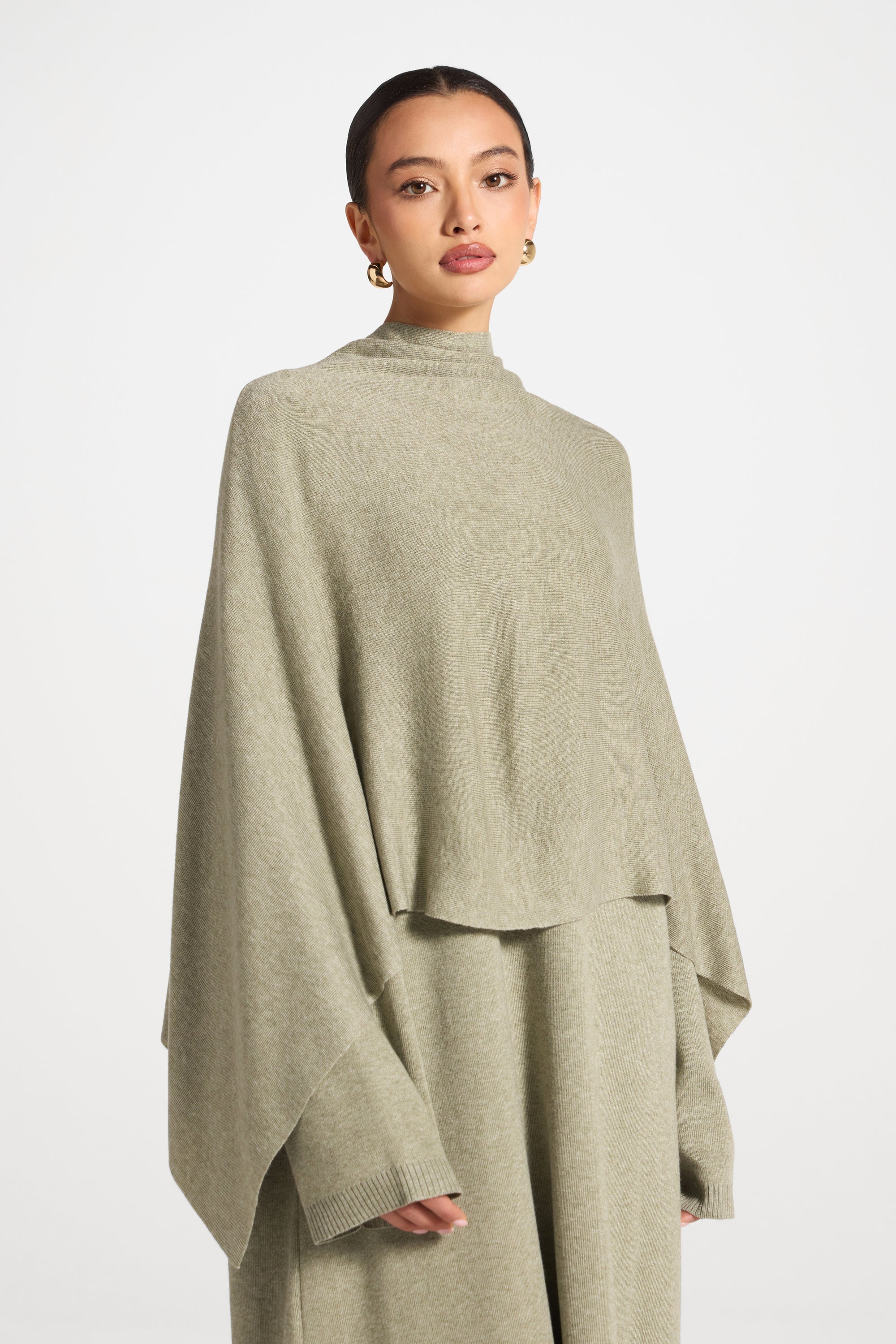 Knit Maxi Dress & Scarf Set - Sage Abayas Veiled