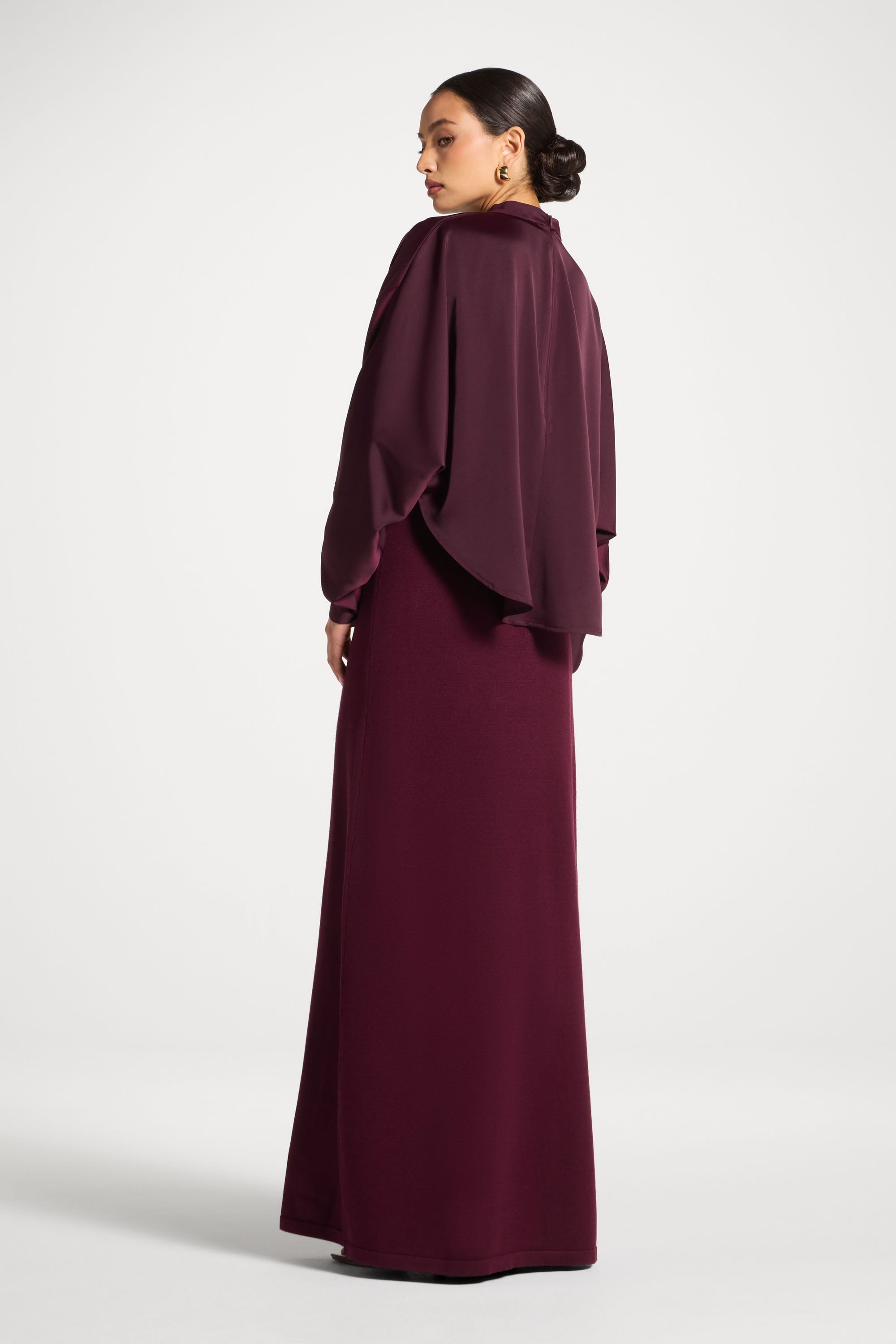 Knit Maxi Dress & Top Set - Spiced Plum Abayas Veiled