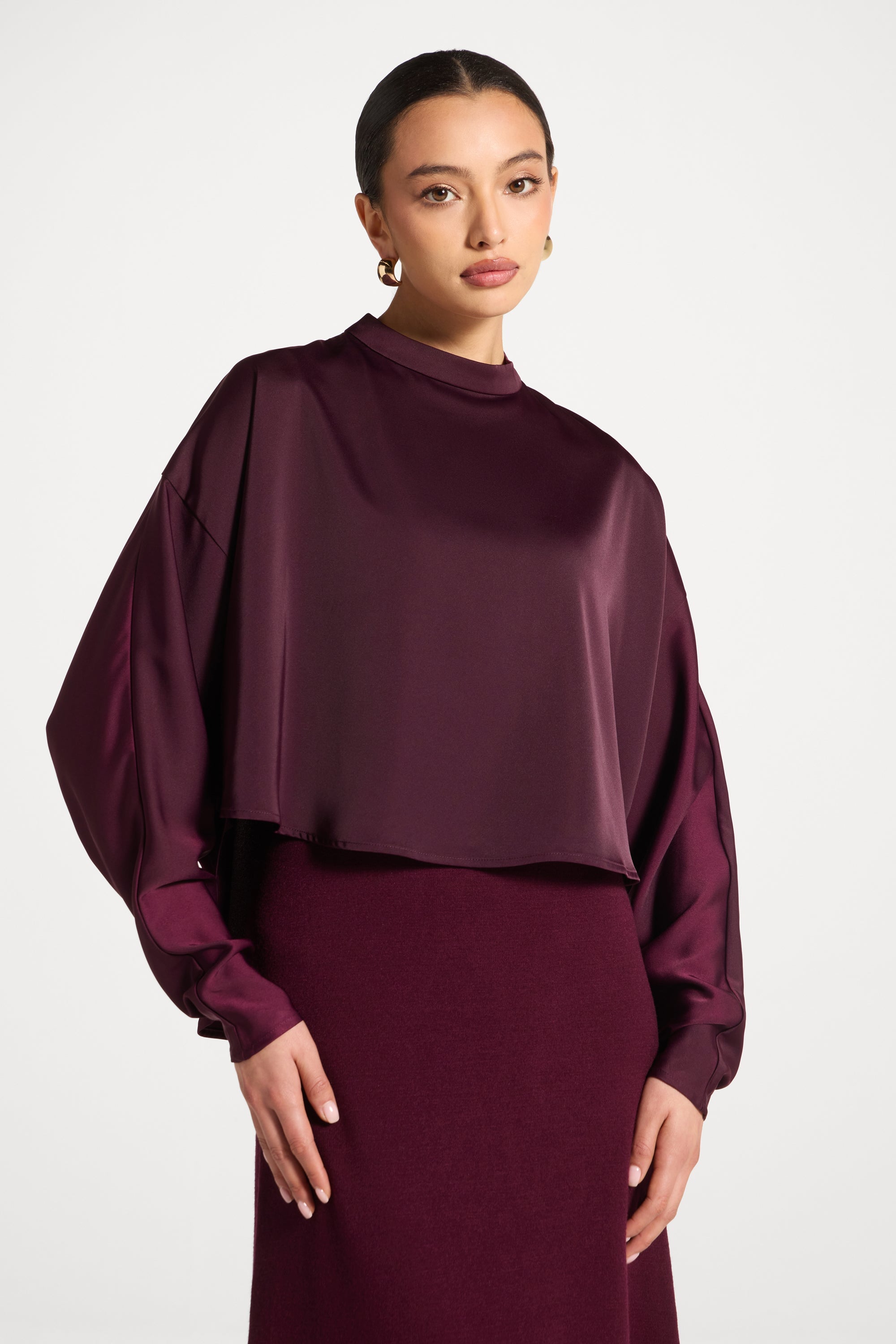 Knit Maxi Dress & Top Set - Spiced Plum Abayas Veiled