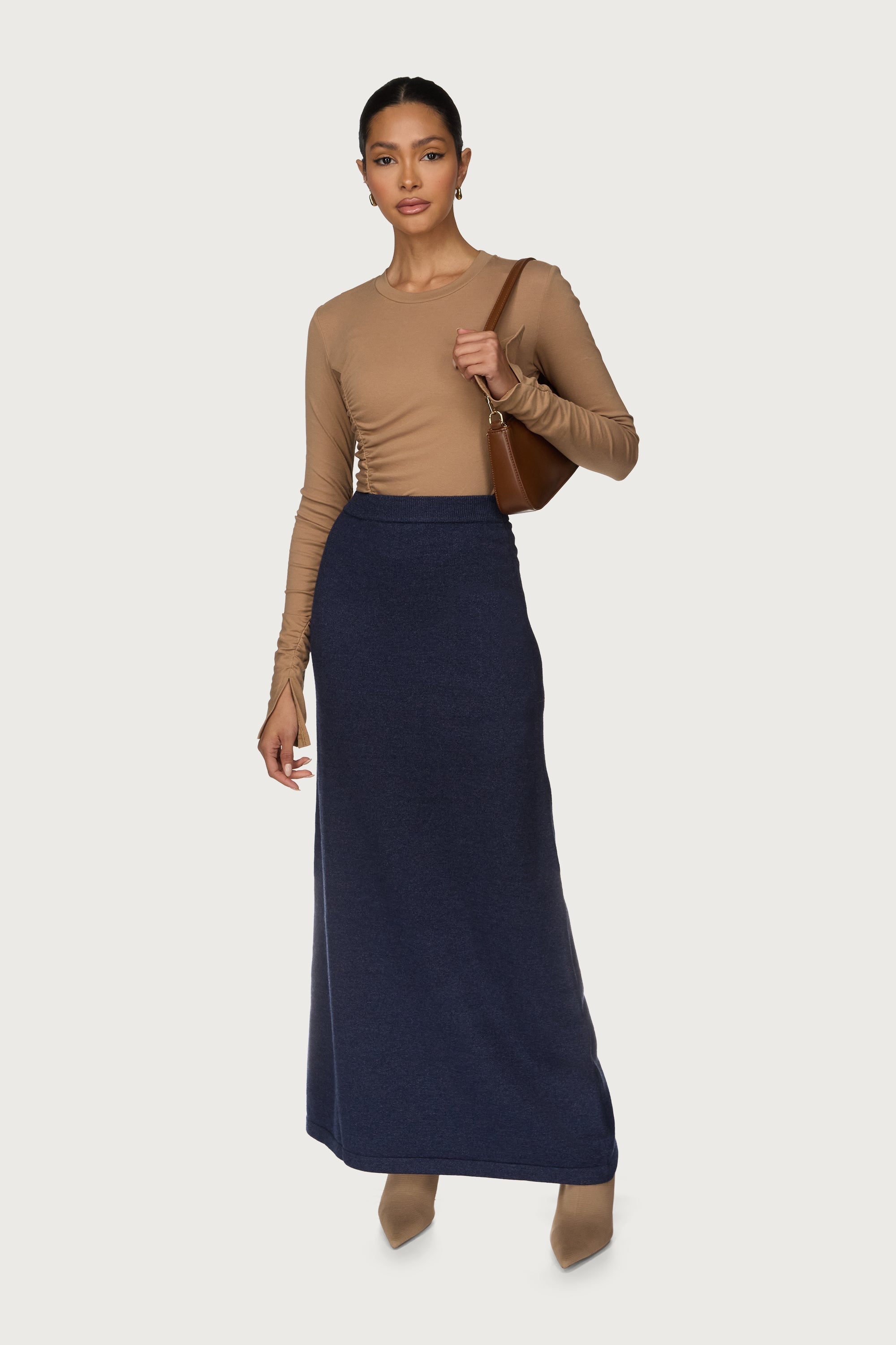 Knit Maxi Skirt - Denim Blue Abayas Veiled