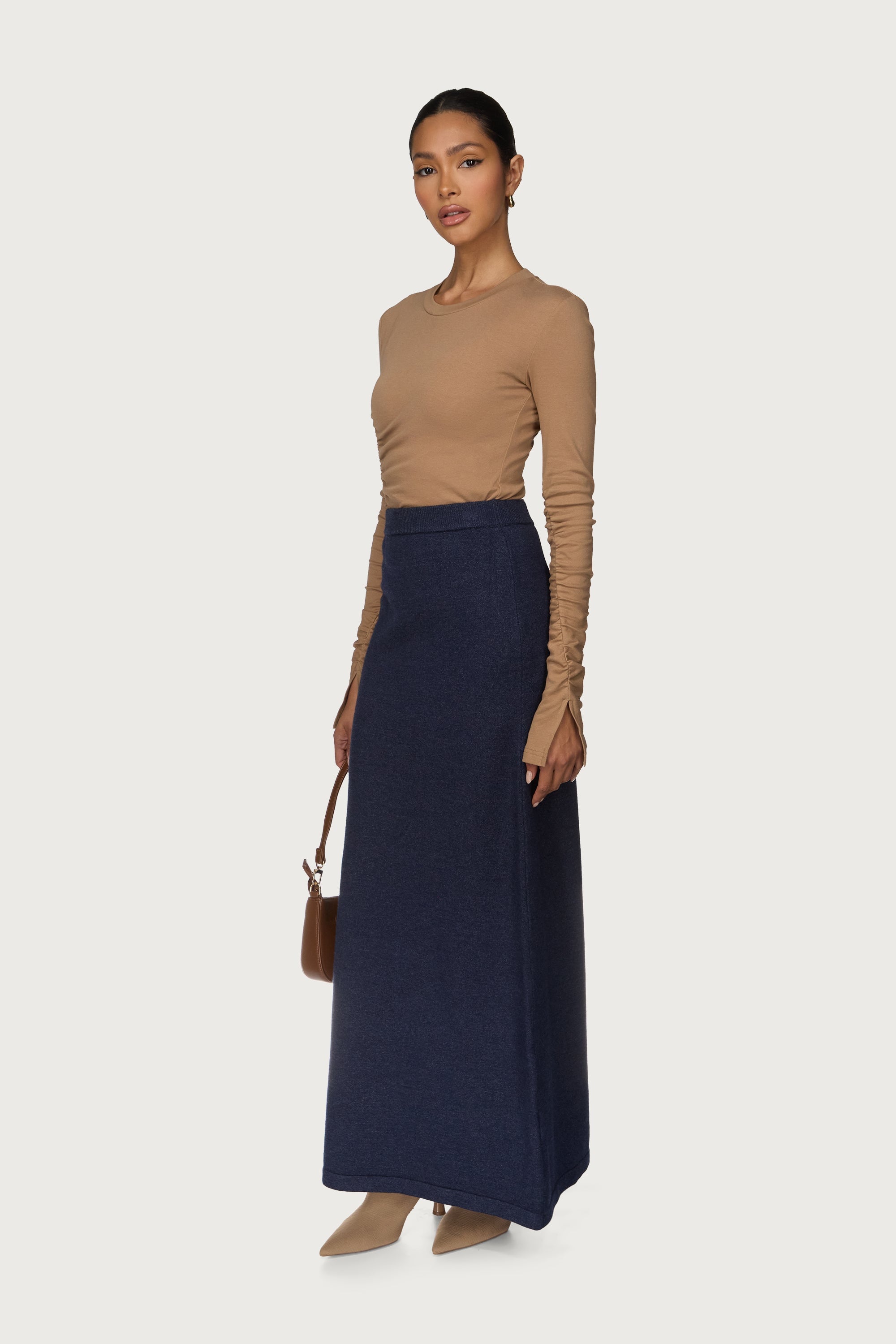 Knit Maxi Skirt - Denim Blue Abayas Veiled