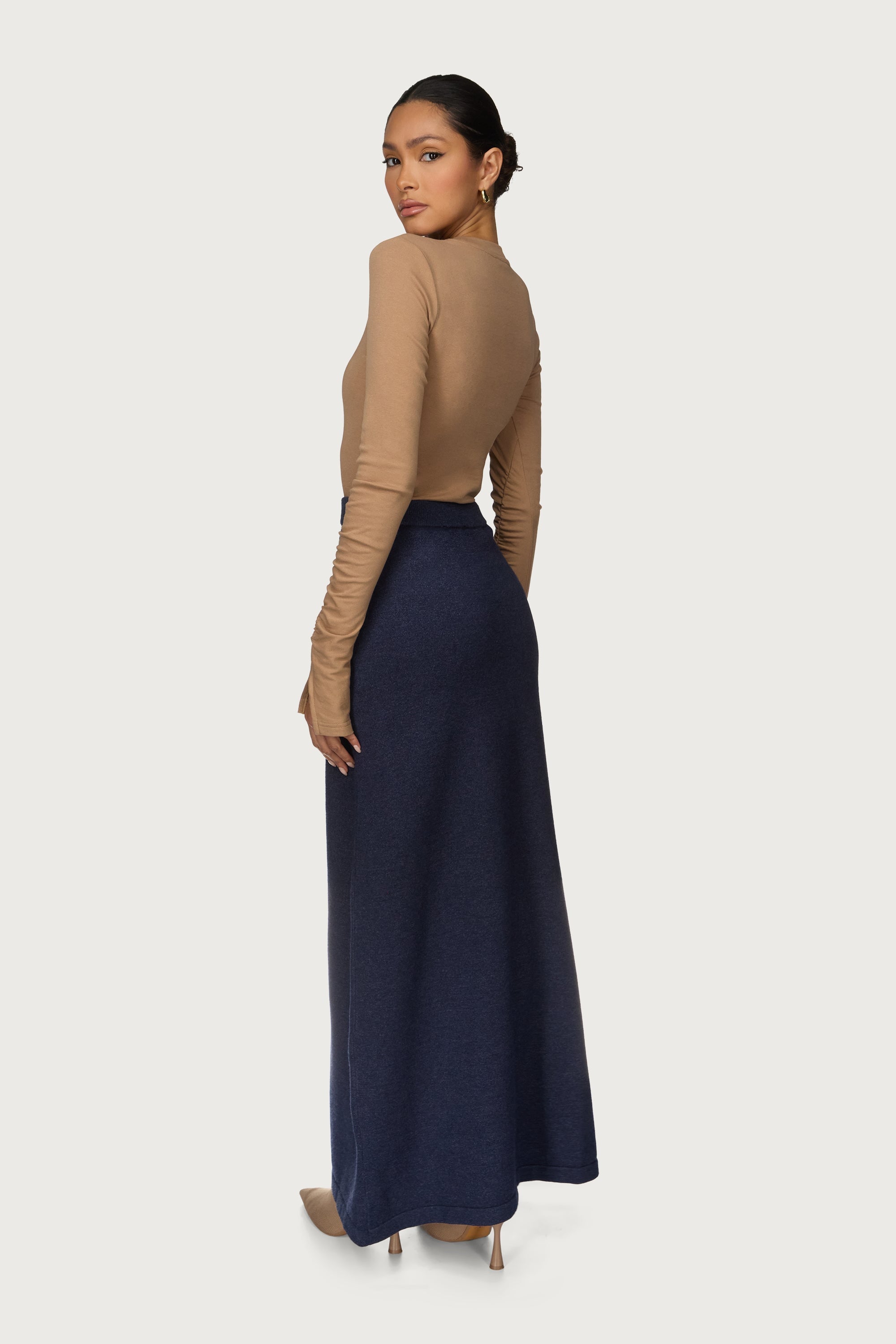 Knit Maxi Skirt - Denim Blue Abayas Veiled