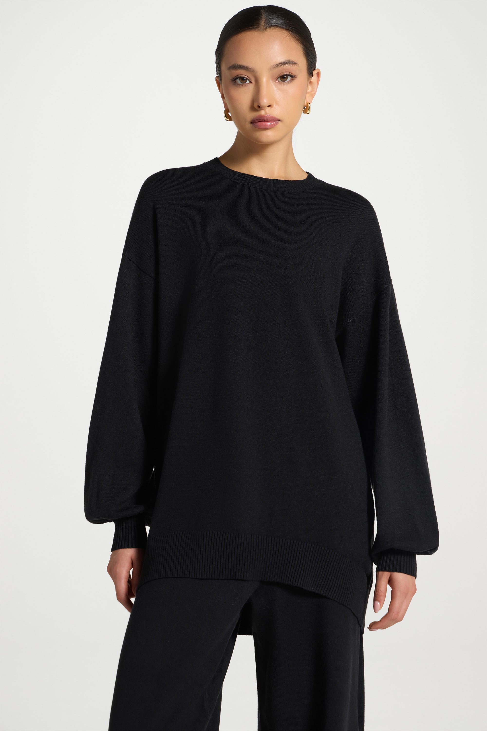 Knit Top & Pants Set - Black Abayas Veiled