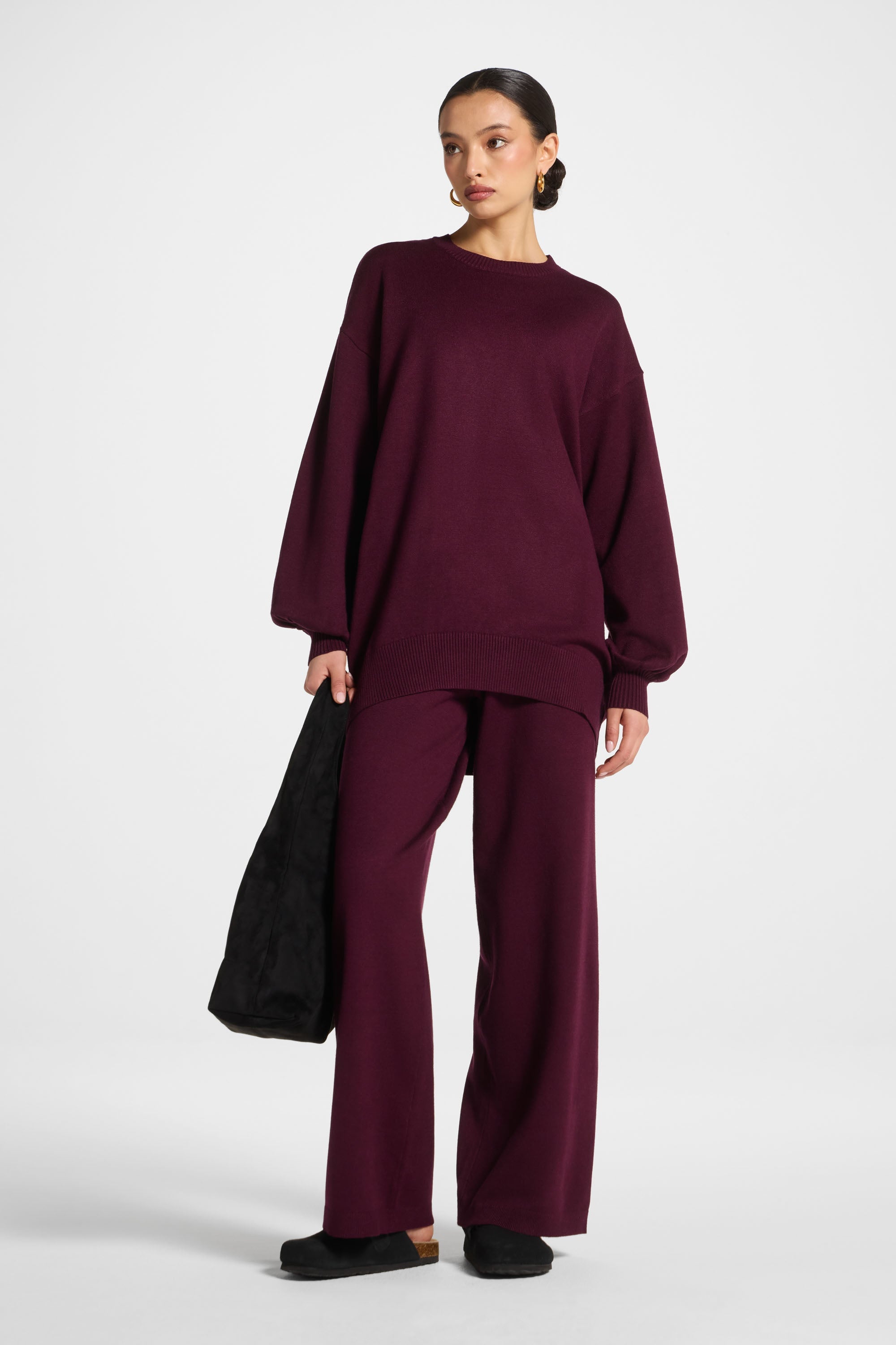Knit Top & Pants Set - Spiced Plum Abayas Veiled