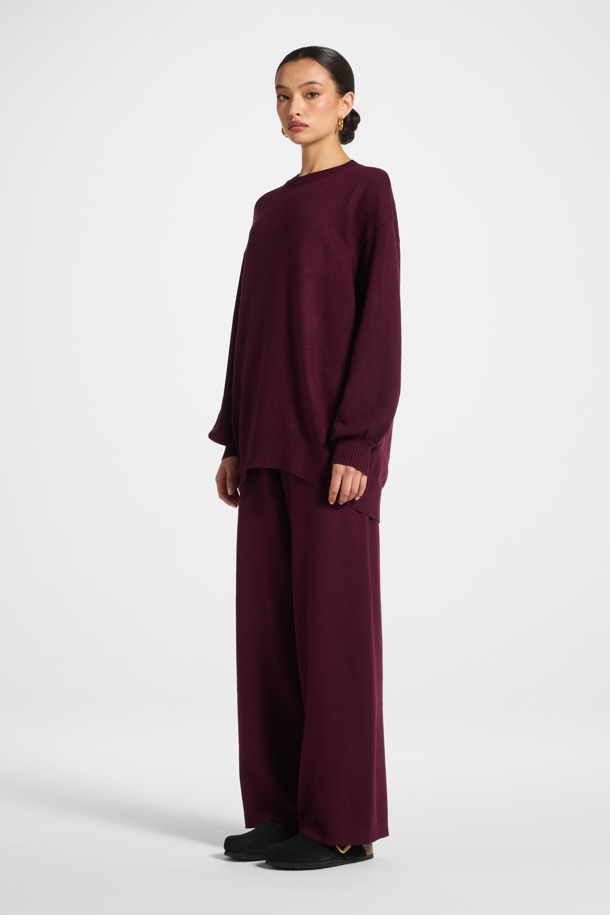 Knit Top & Pants Set - Spiced Plum Abayas Veiled