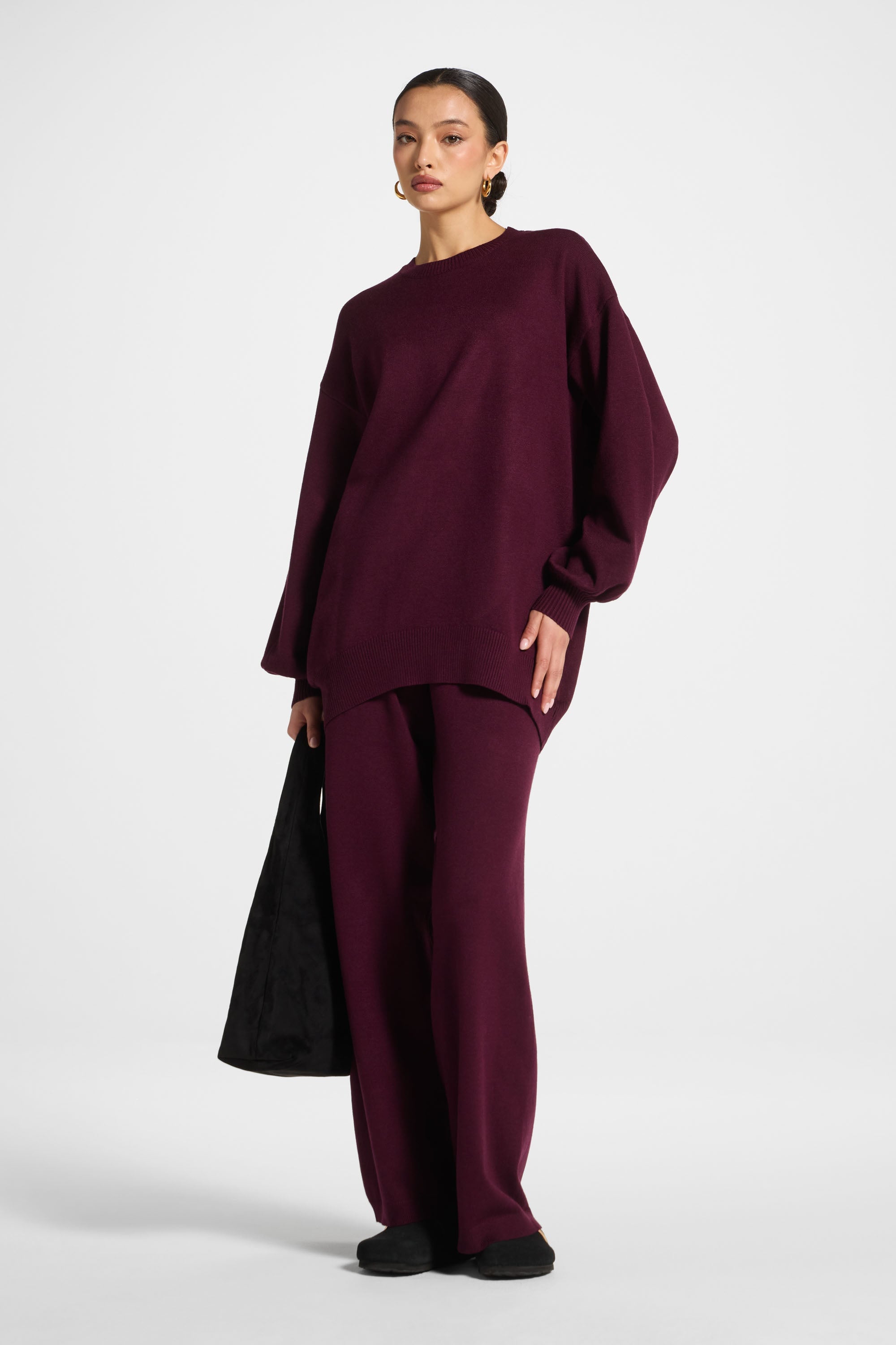 Knit Top & Pants Set - Spiced Plum Abayas Veiled
