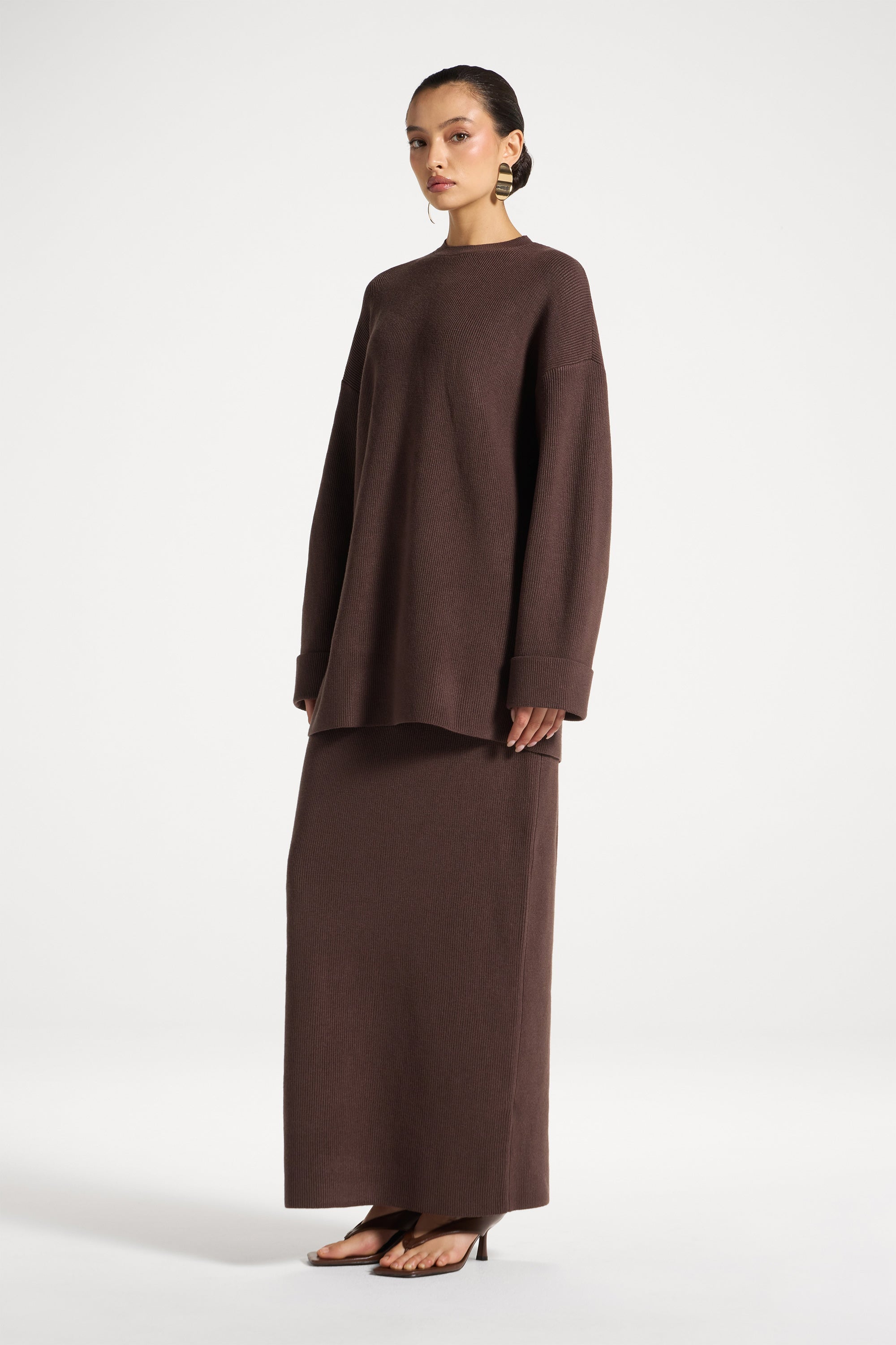 Knit Top & Skirt Set - Coffee Quartz Abayas Veiled