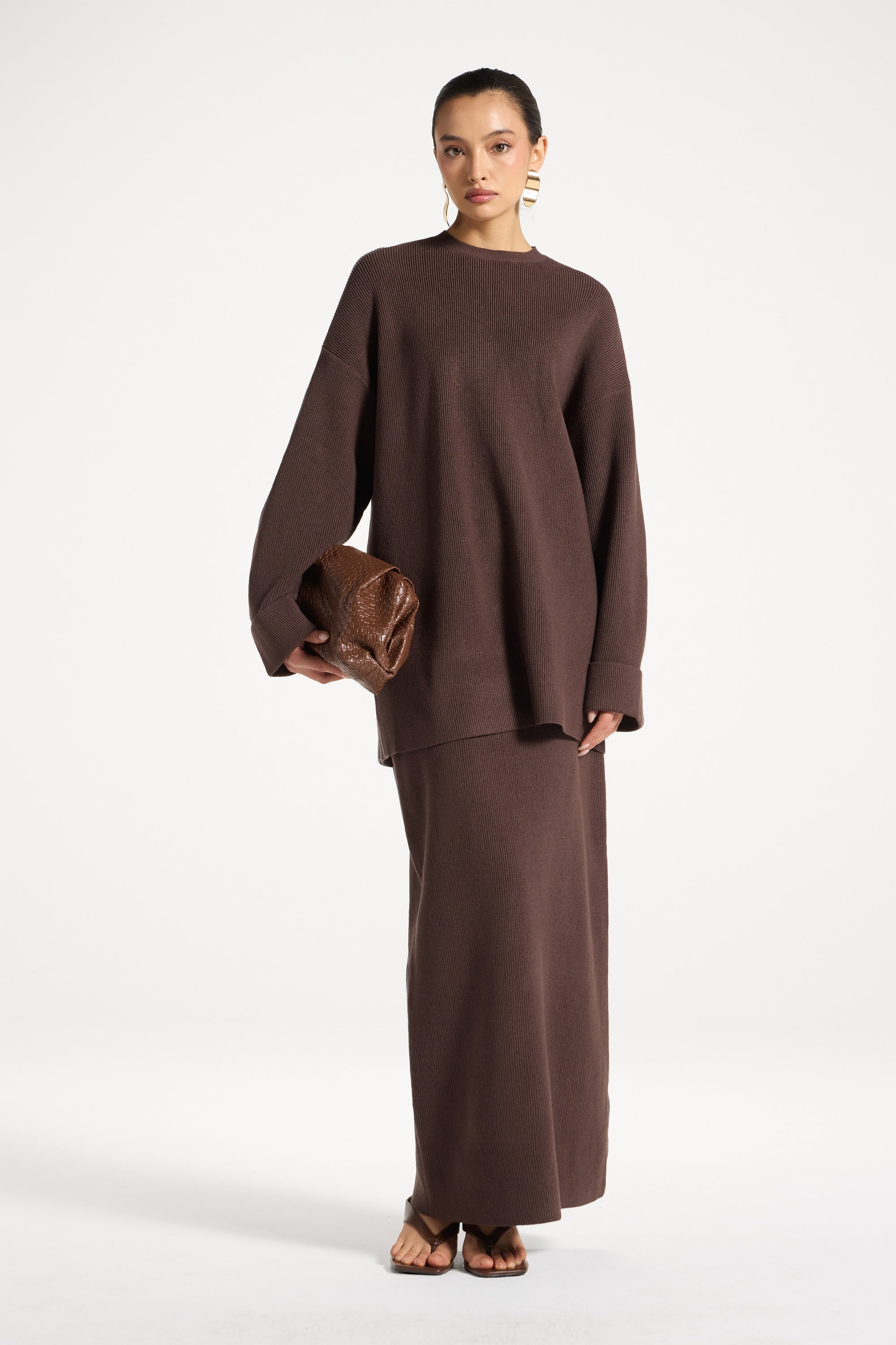 Knit Top & Skirt Set - Coffee Quartz Abayas Veiled