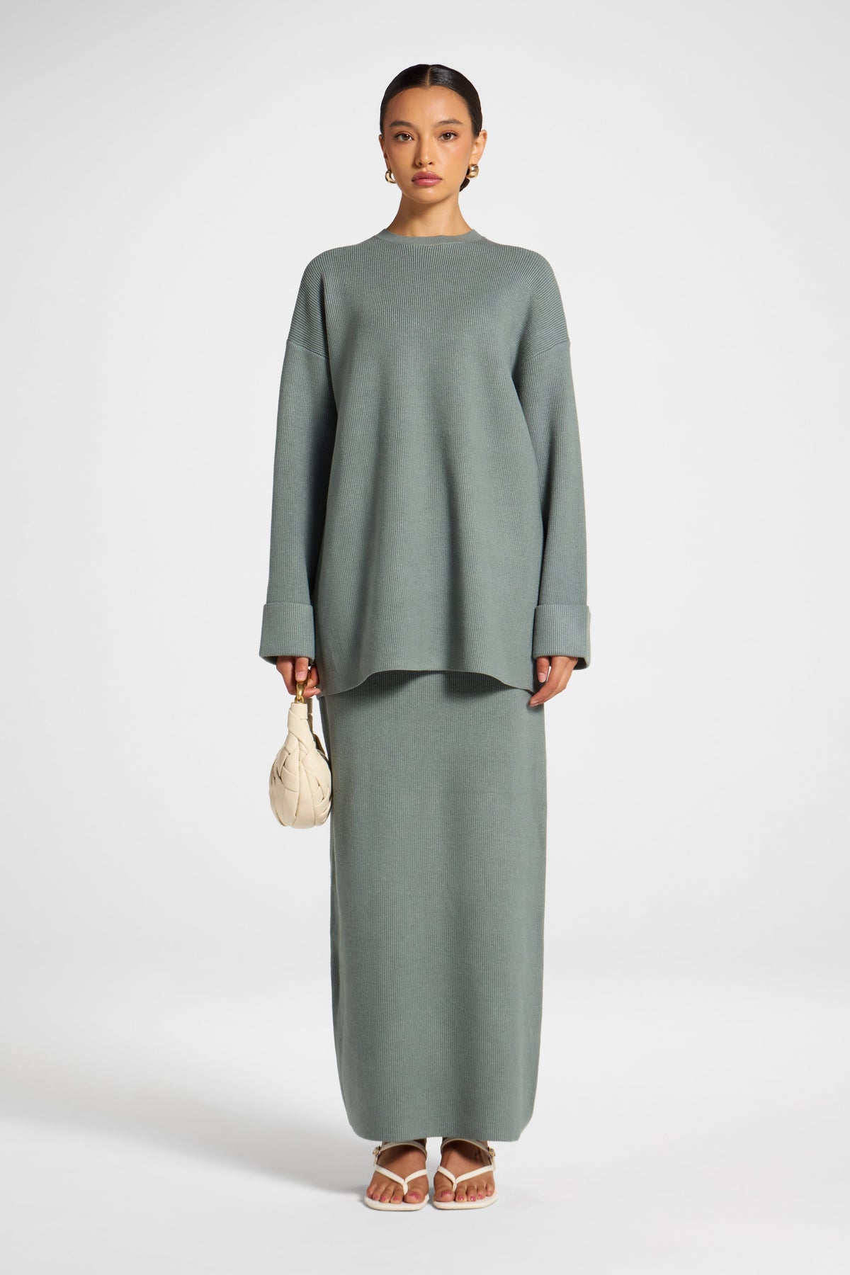 Knit Top & Skirt Set - Sea Cloud Veiled