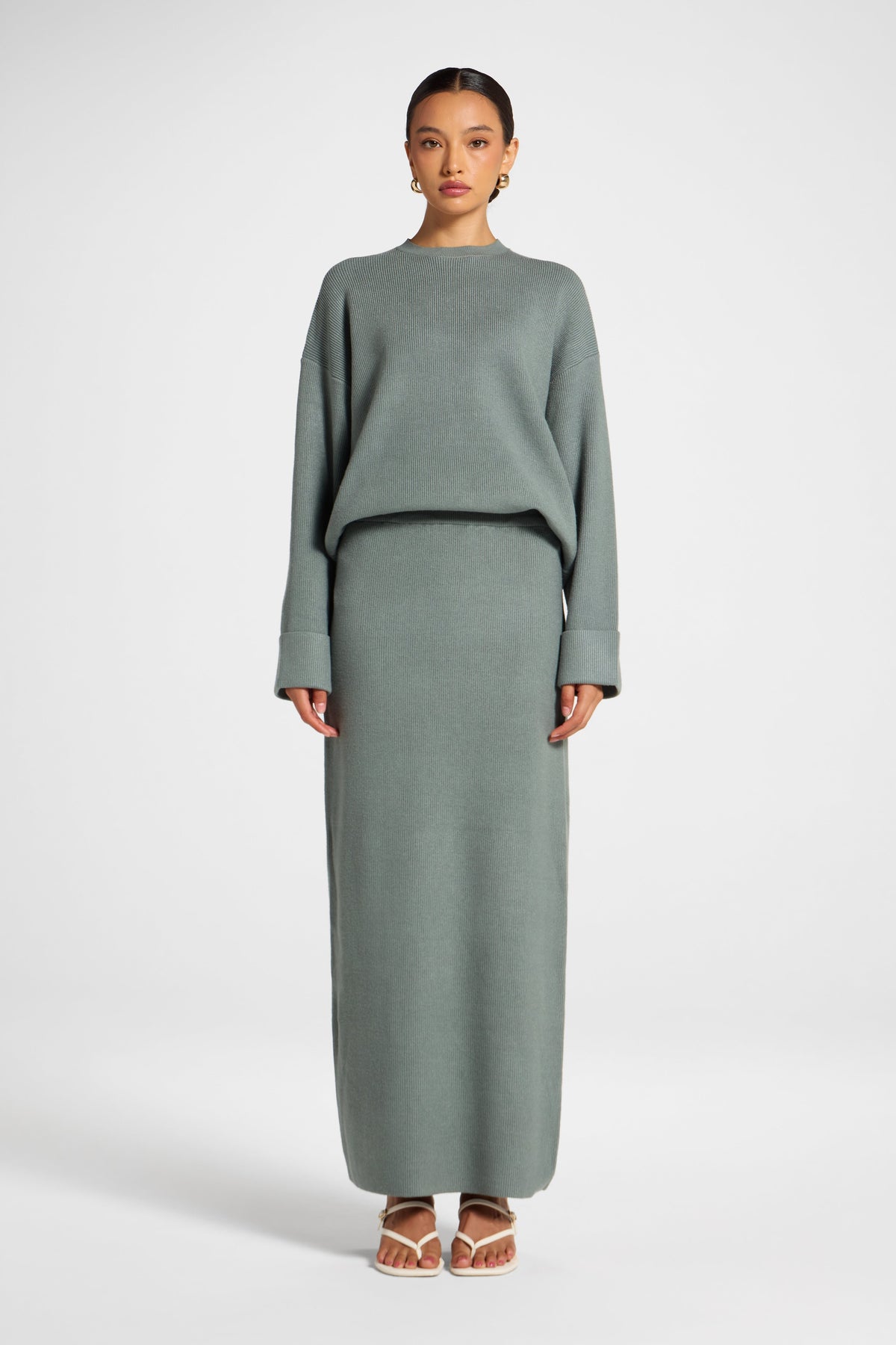 Knit Top & Skirt Set - Sea Cloud Veiled