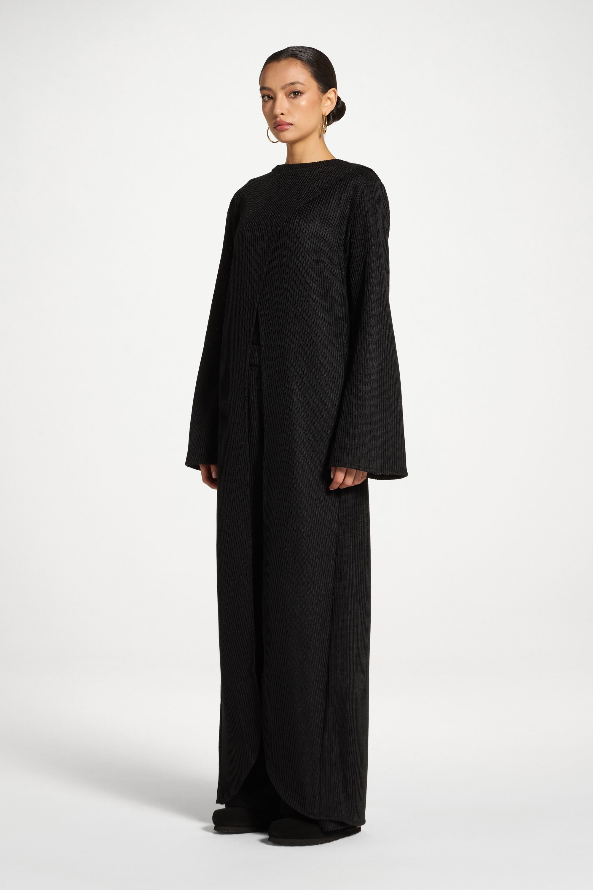 Knit Tunic & Pants Set - Black Abayas Veiled