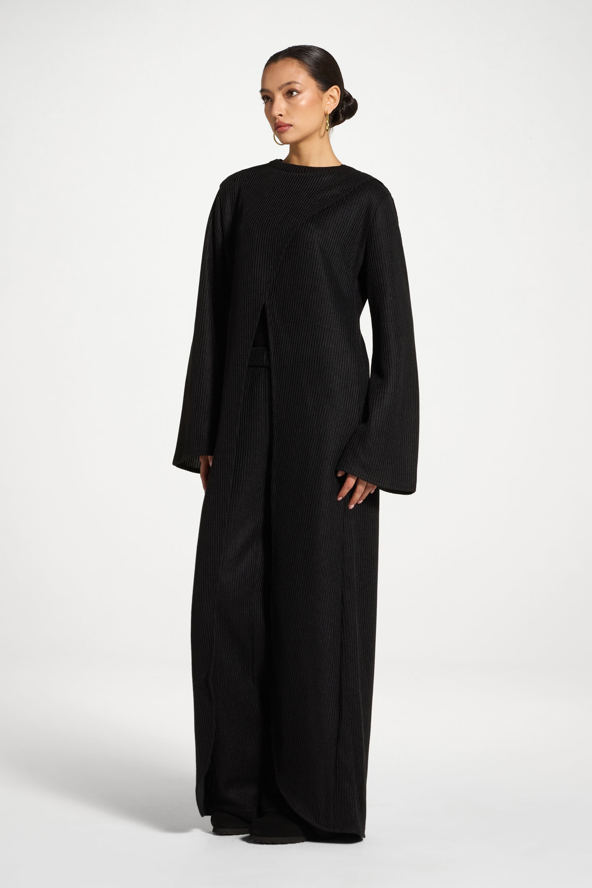Knit Tunic & Pants Set - Black Abayas Veiled