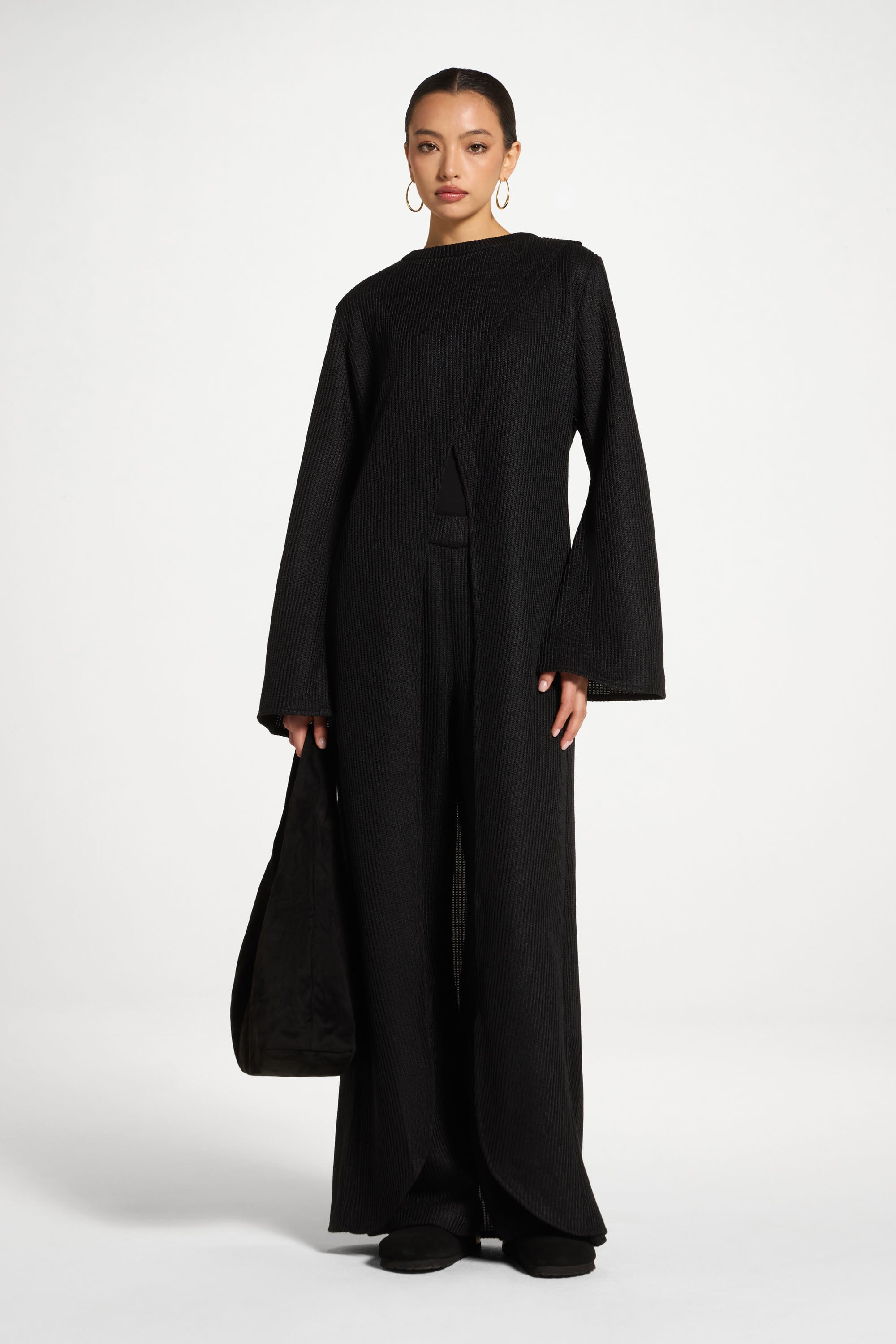 Knit Tunic & Pants Set - Black Abayas Veiled