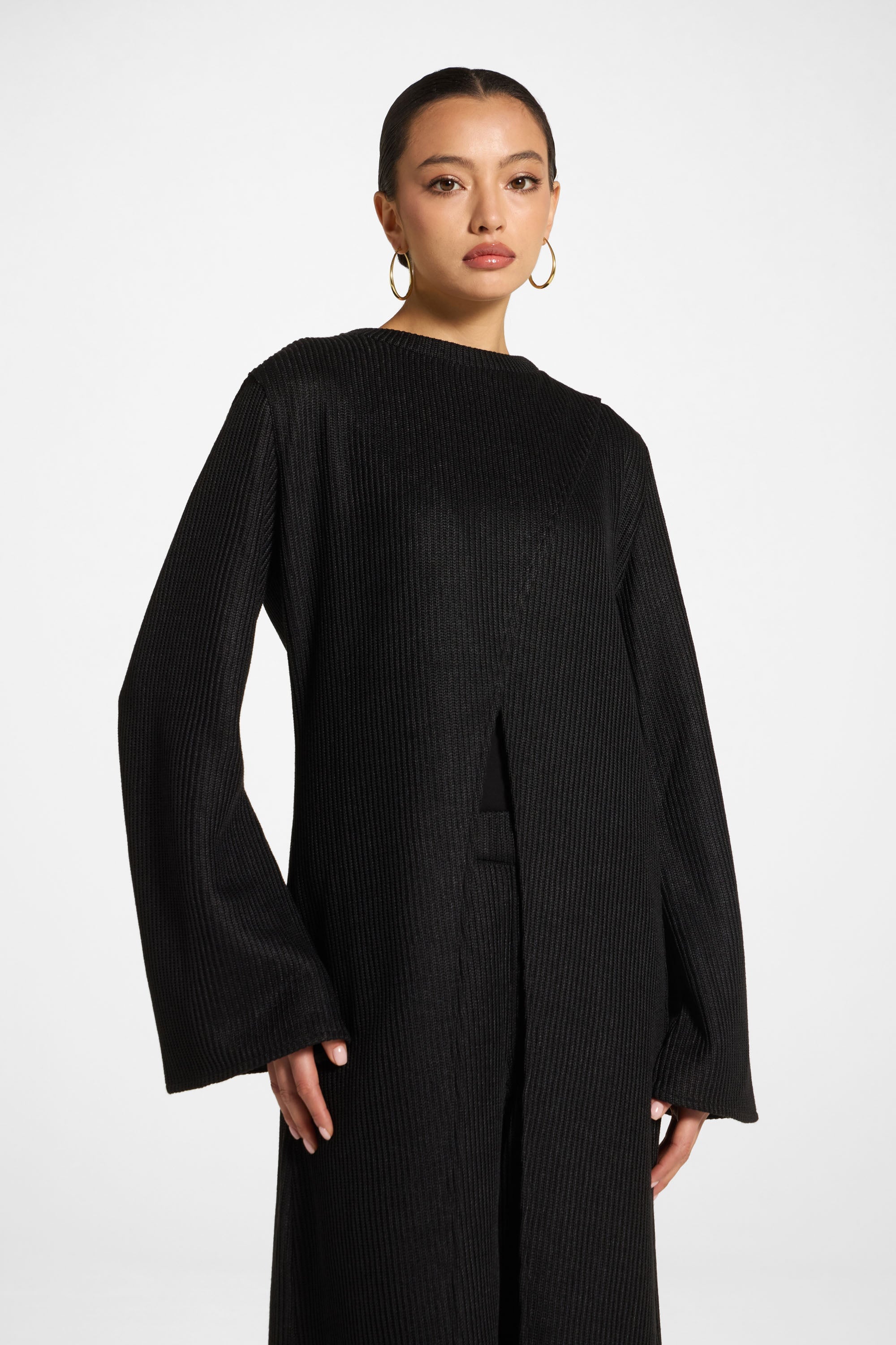 Knit Tunic & Pants Set - Black Abayas Veiled