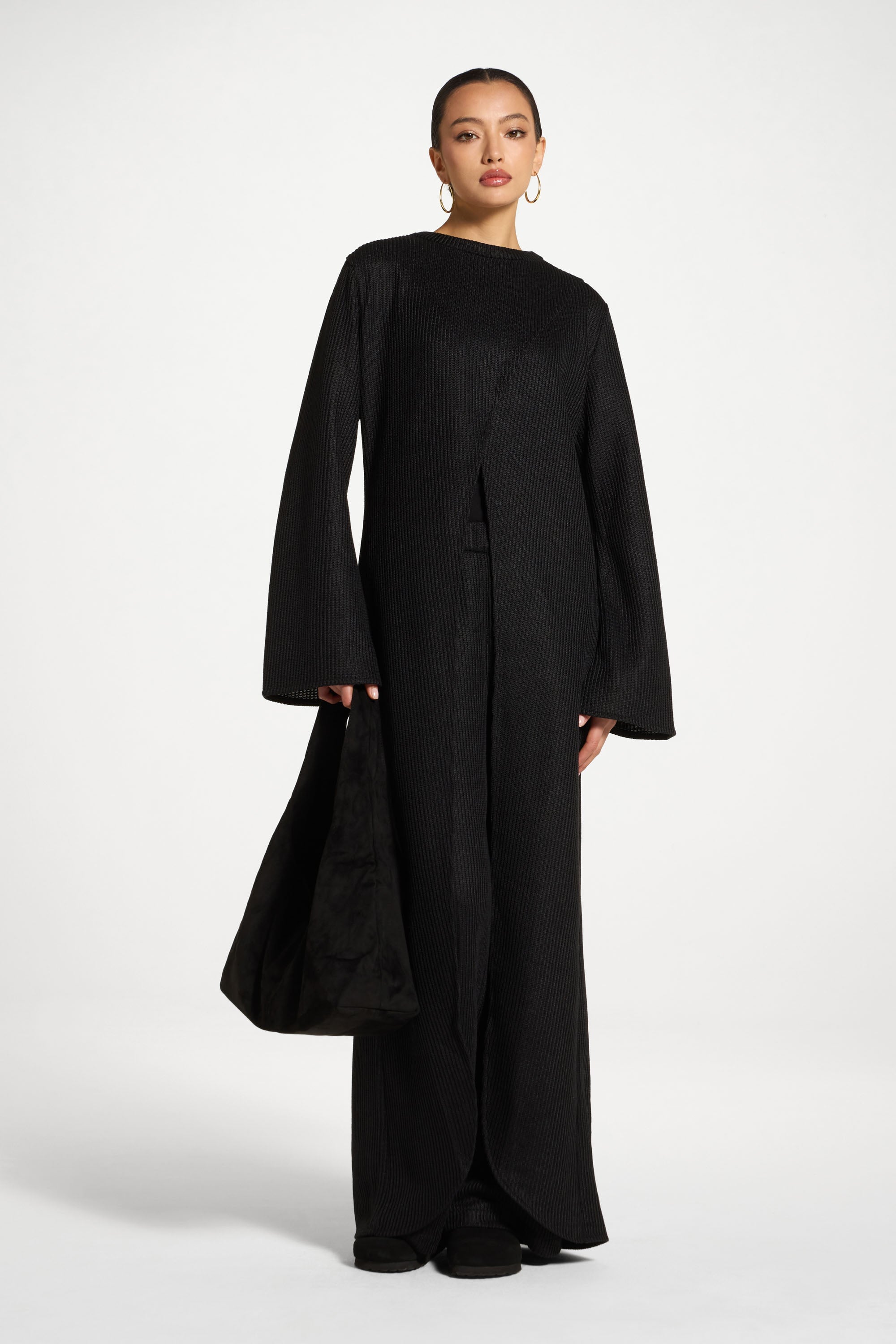 Knit Tunic & Pants Set - Black Abayas Veiled