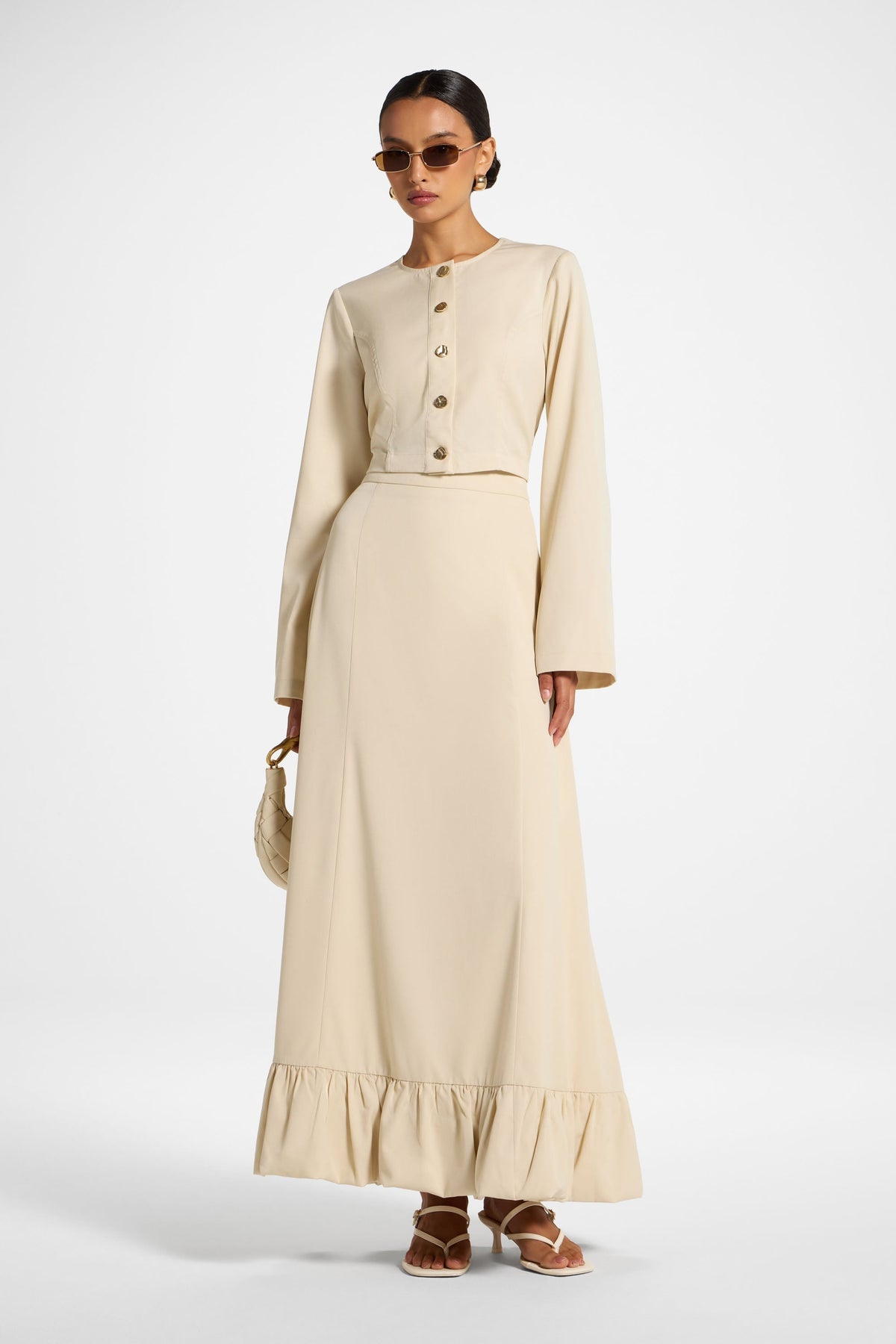 Lace Up Back Cropped Jacket - Beige Jacket Veiled