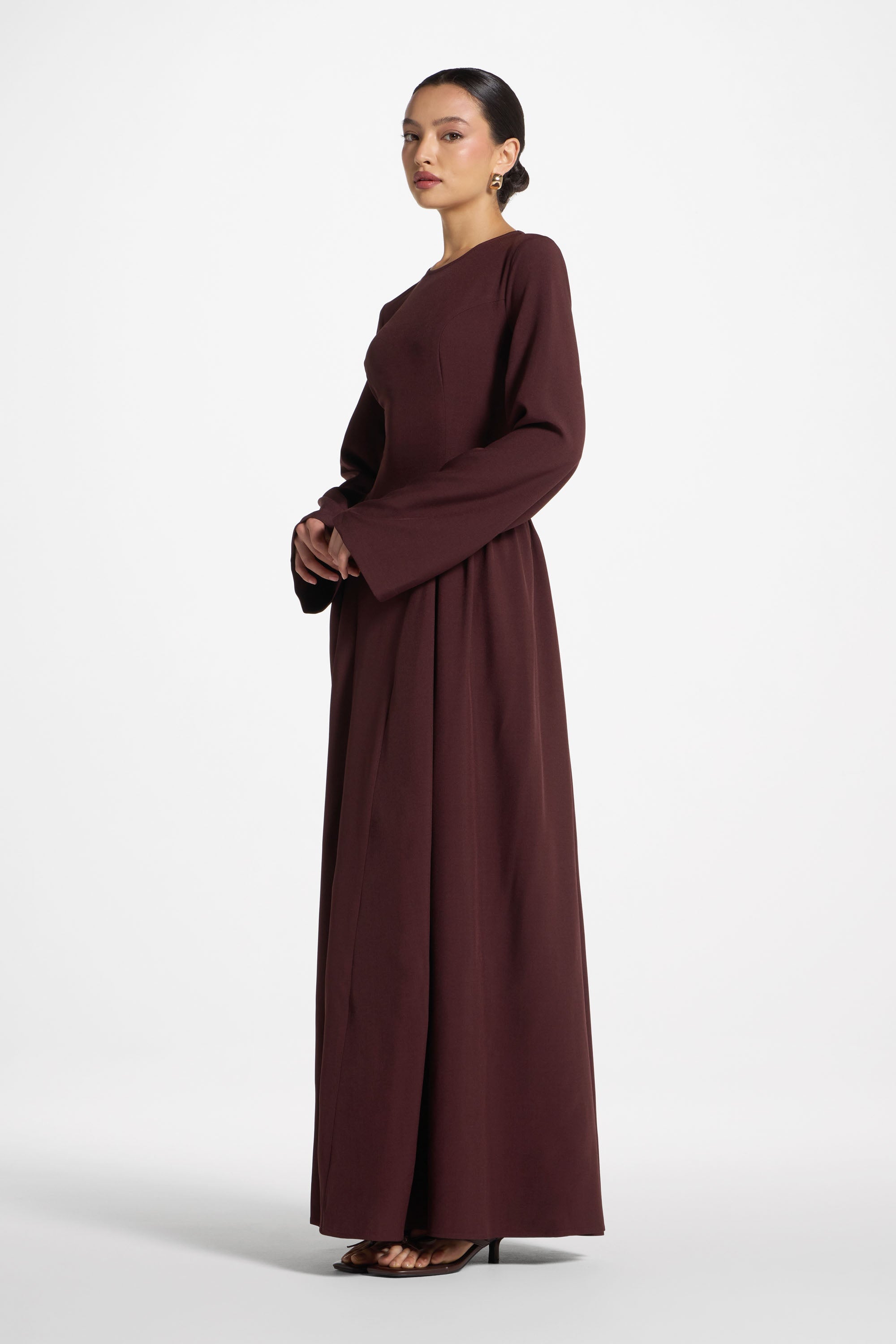 Lace Up Back Maxi Dress - Chocolate Truffle Abayas Veiled