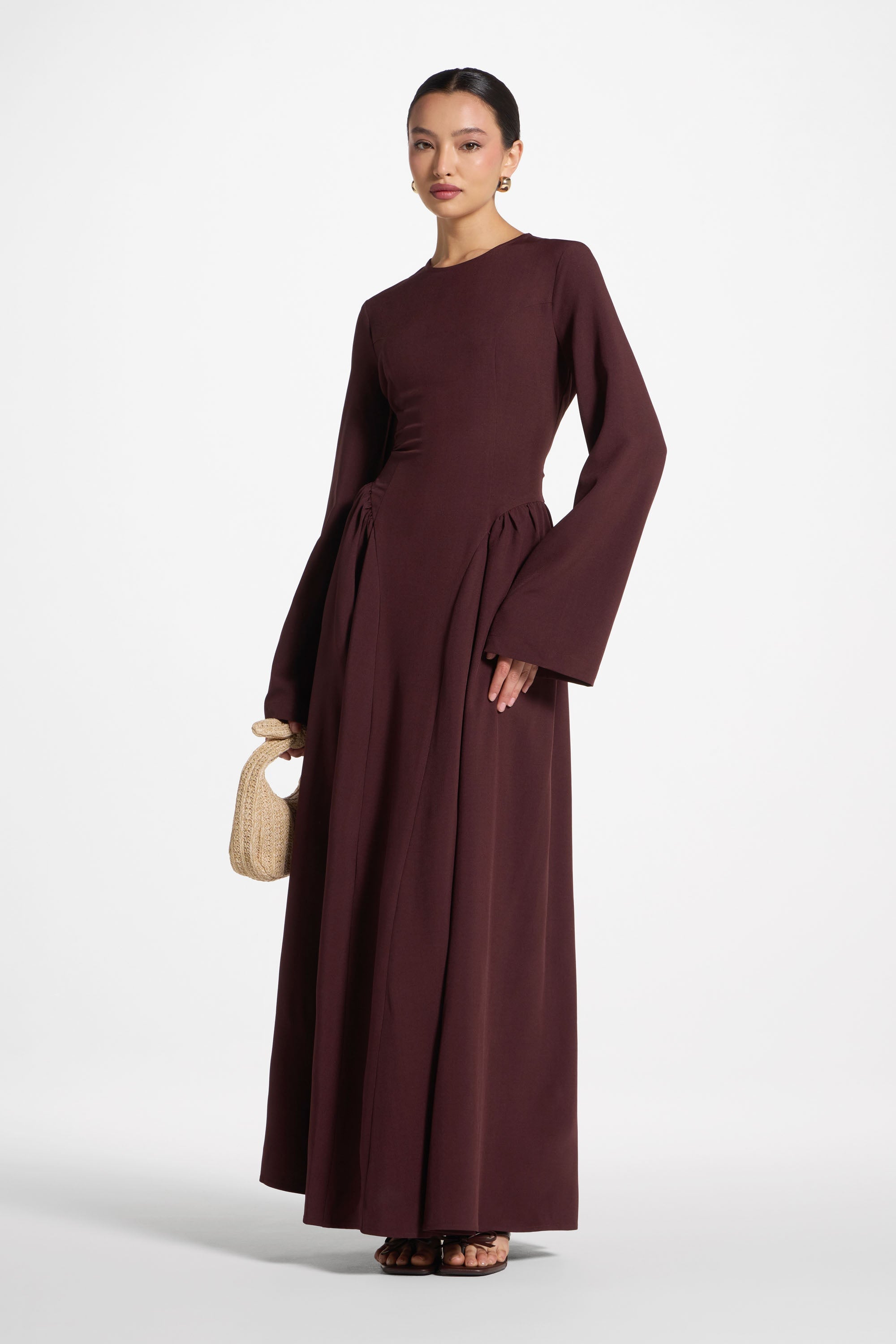 Lace Up Back Maxi Dress - Chocolate Truffle