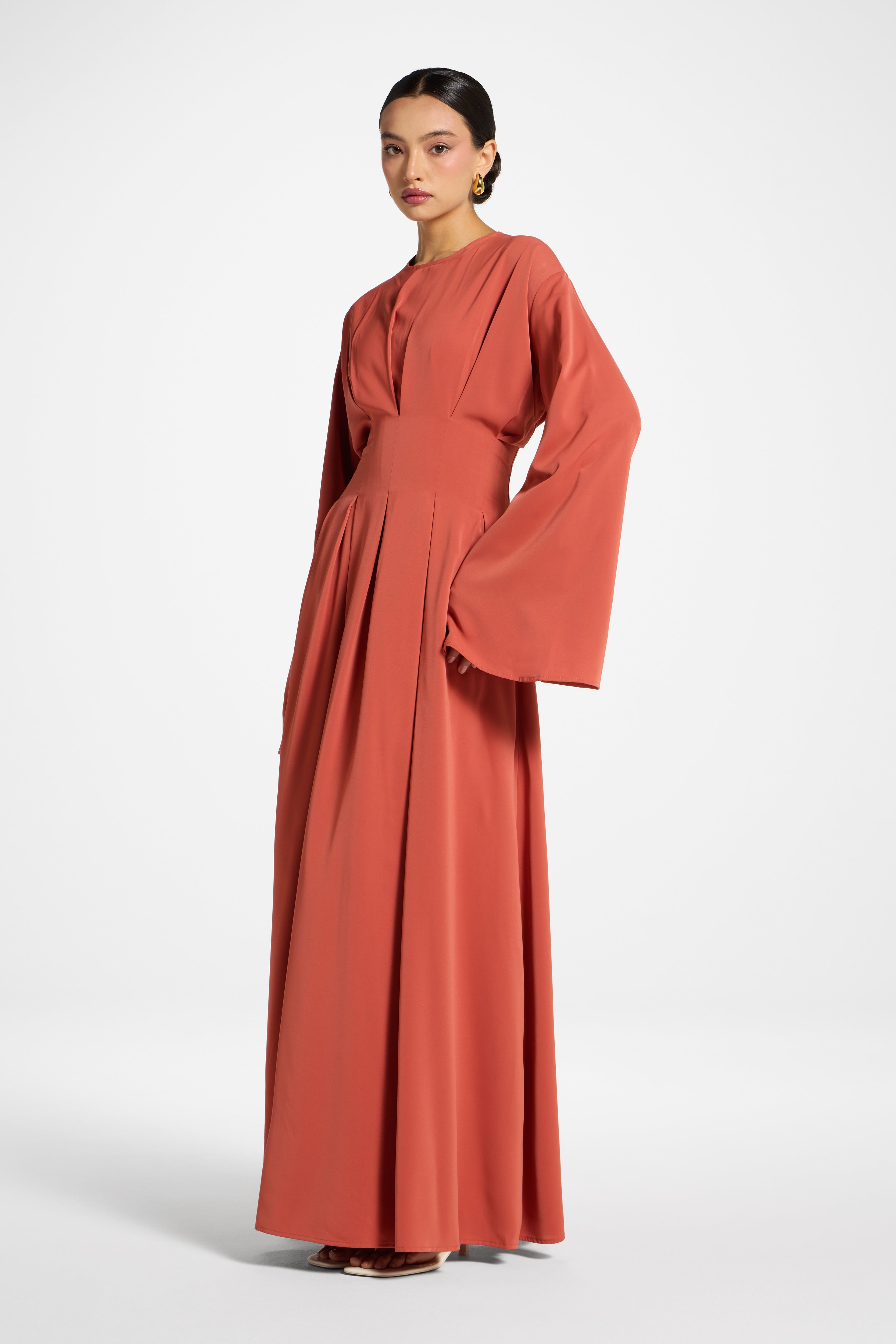 Lace Up Back Maxi Dress - Clay Abayas Veiled