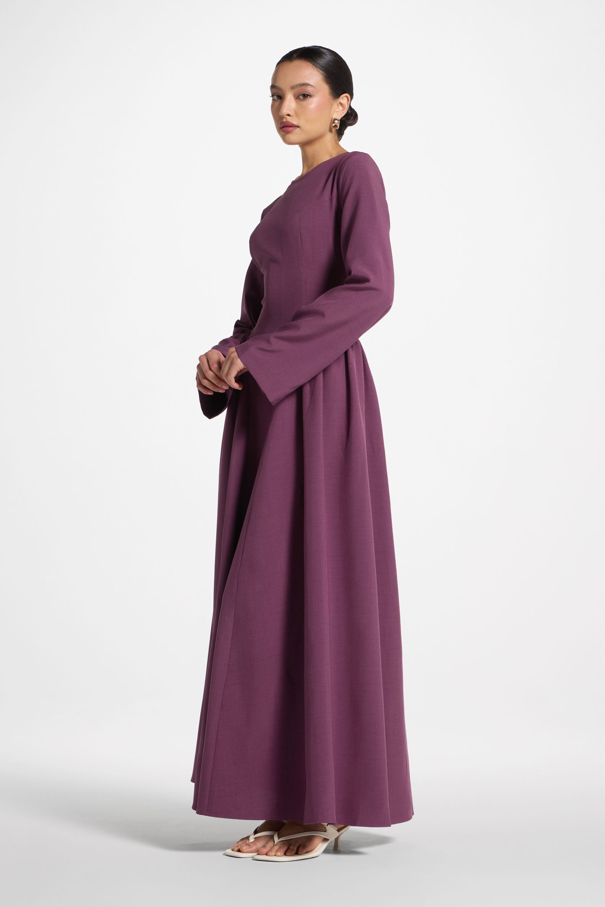 Lace Up Back Maxi Dress - Mulberry Abayas Veiled