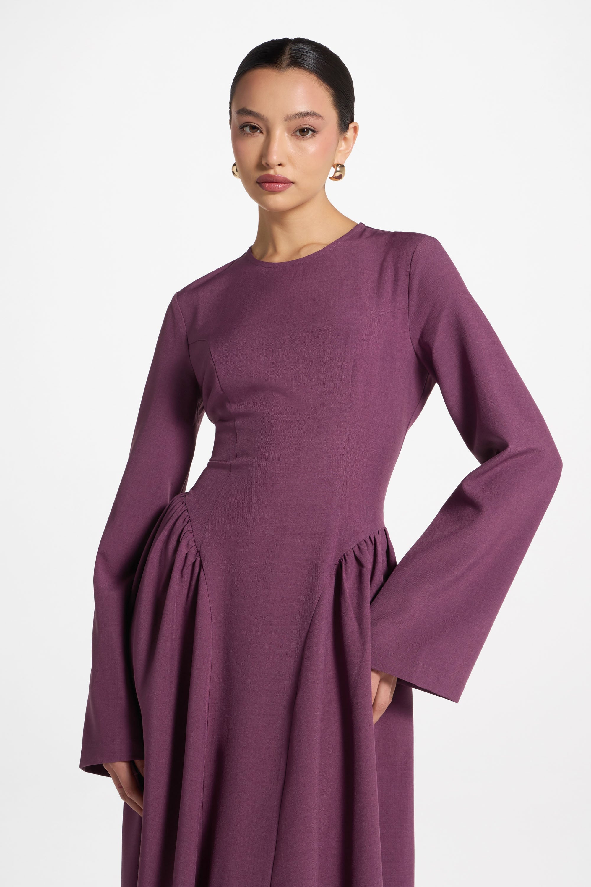 Lace Up Back Maxi Dress - Mulberry Abayas Veiled