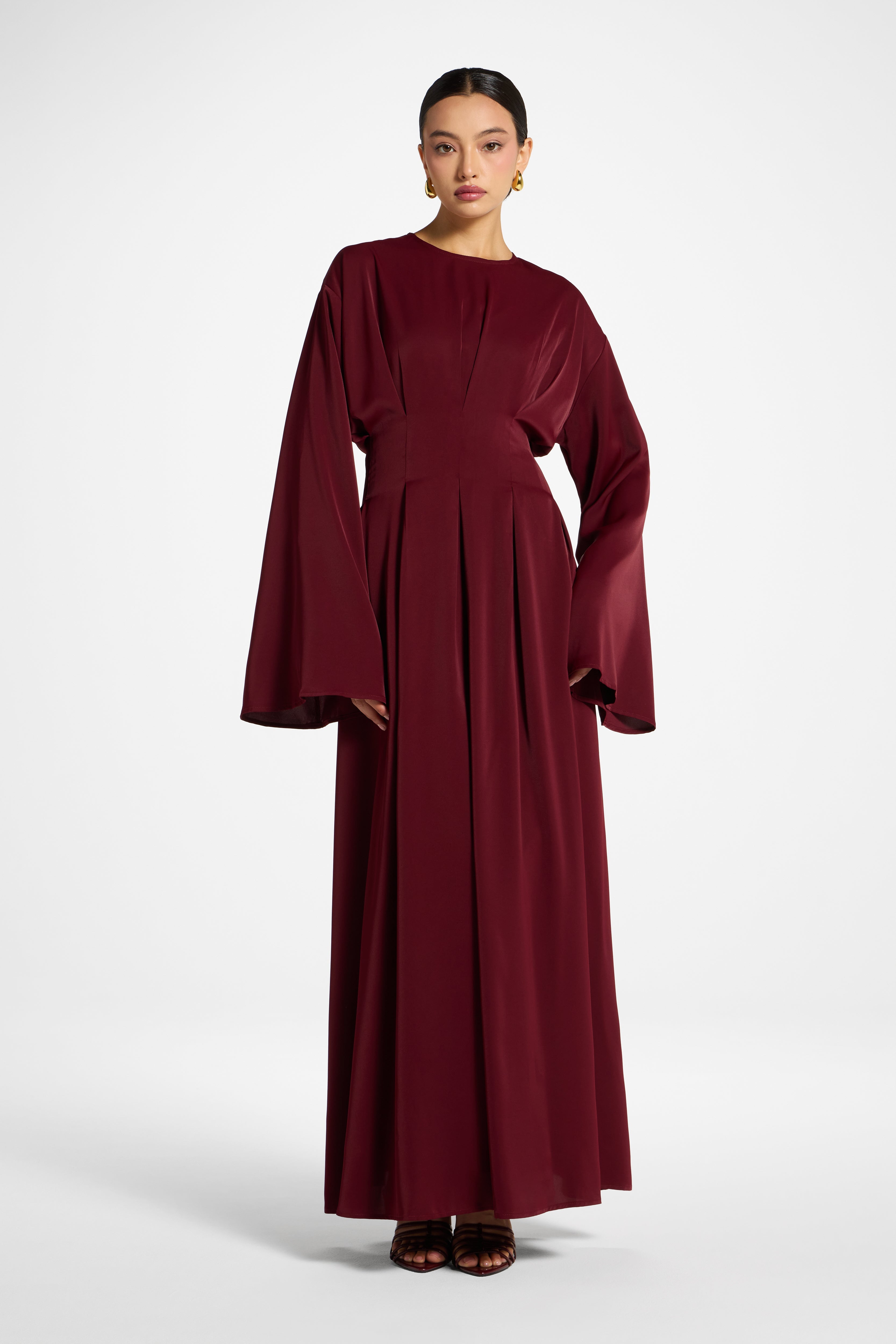 Lace Up Back Maxi Dress - Pomegranate Abayas Veiled