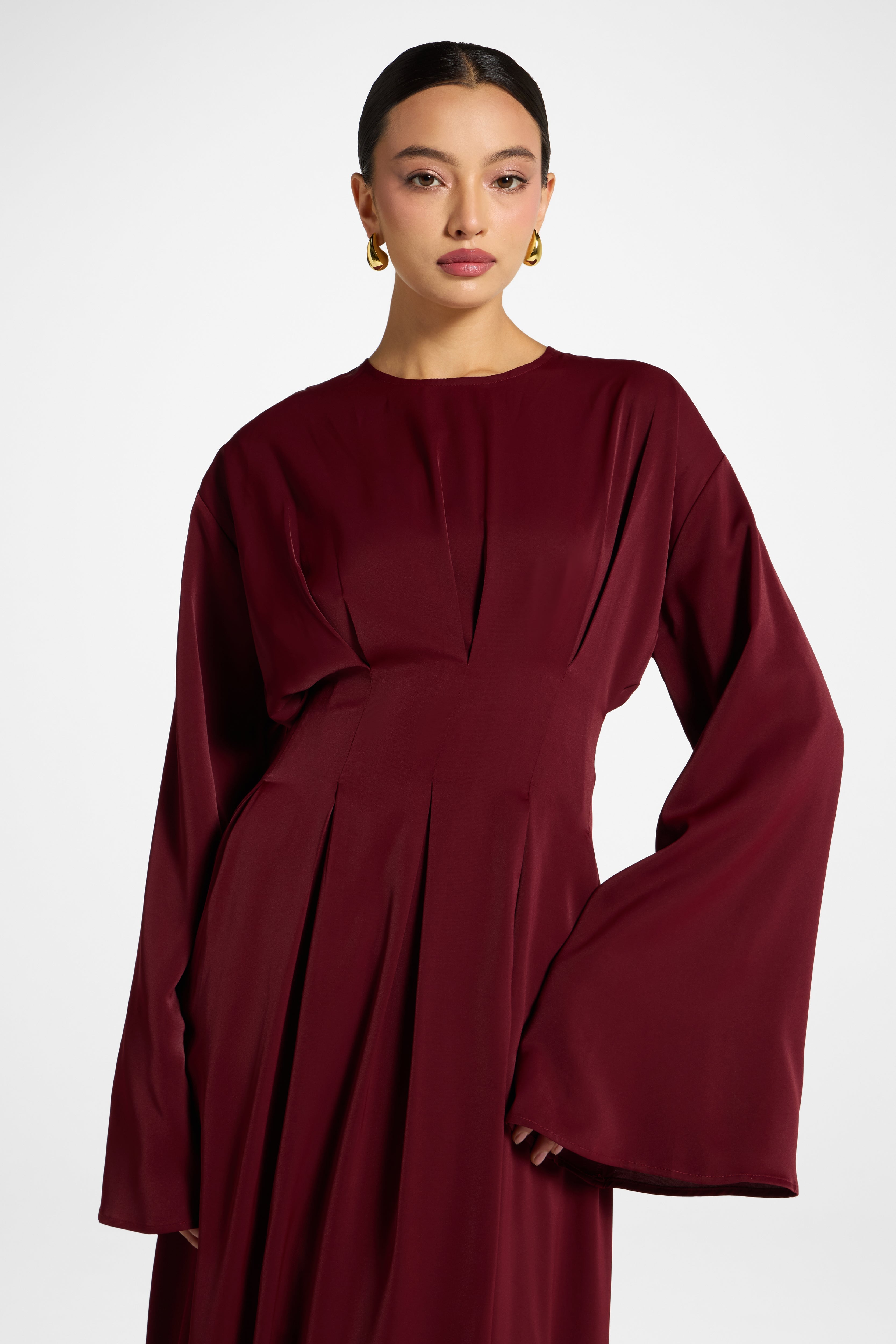 Lace Up Back Maxi Dress - Pomegranate Abayas Veiled