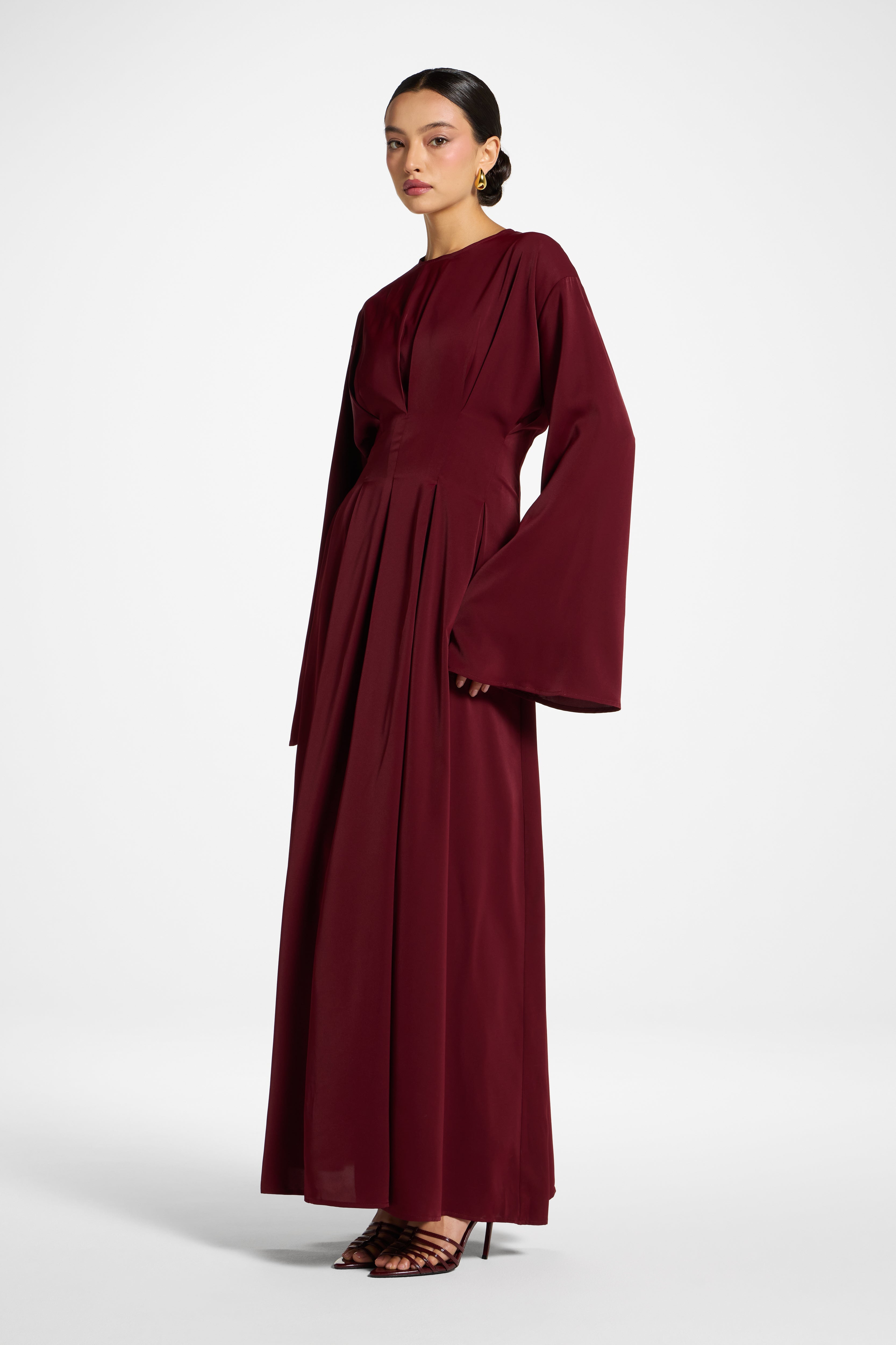 Lace Up Back Maxi Dress - Pomegranate Abayas Veiled