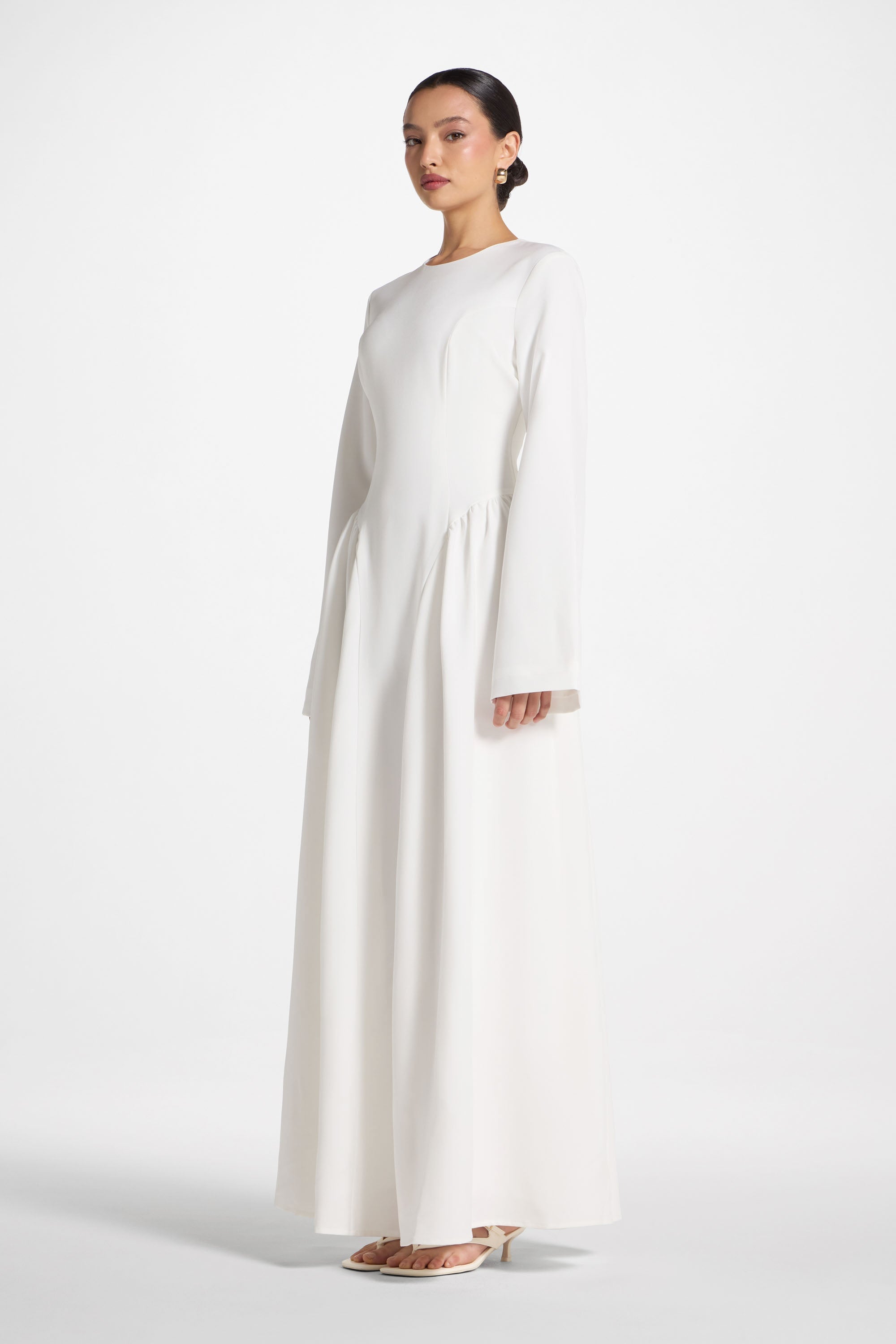 Lace Up Back Maxi Dress - White Abayas Veiled
