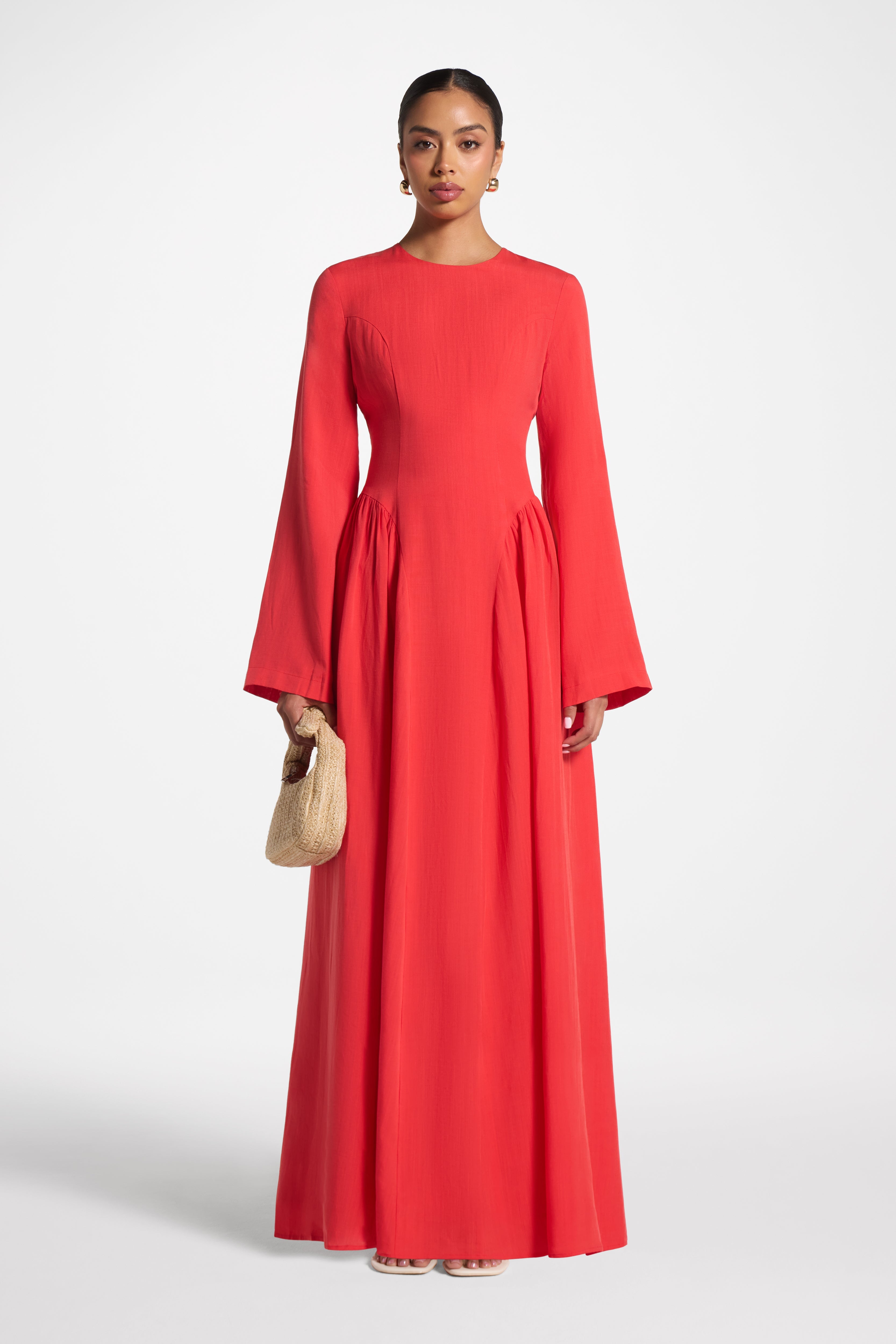 Lace Up Back Tencel Maxi Dress - Strawberry Dress Veiled
