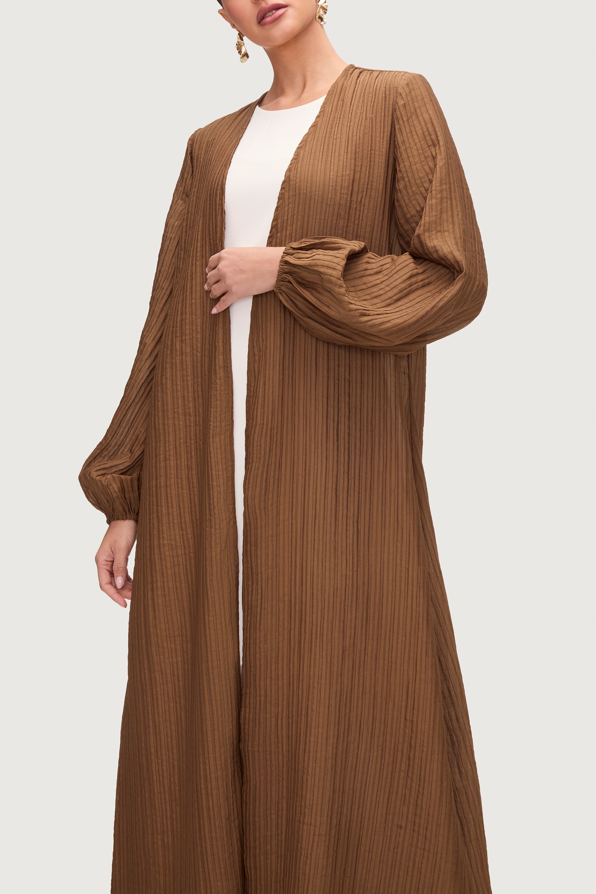 Lamya Balloon Sleeve Open Abaya - Desert Palm Abayas Veiled