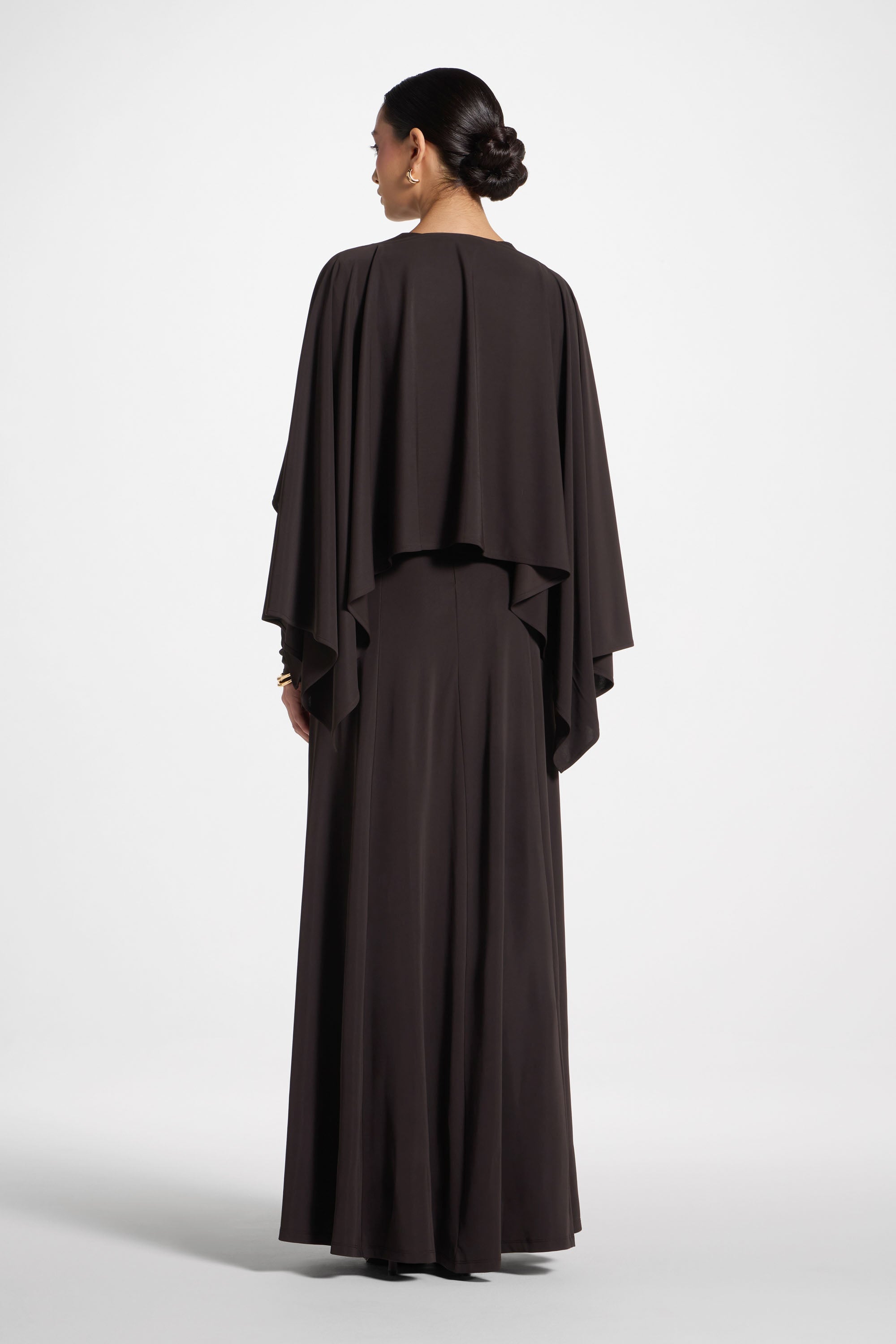 Lana Cape Maxi Dress - Chocolate Abayas Veiled