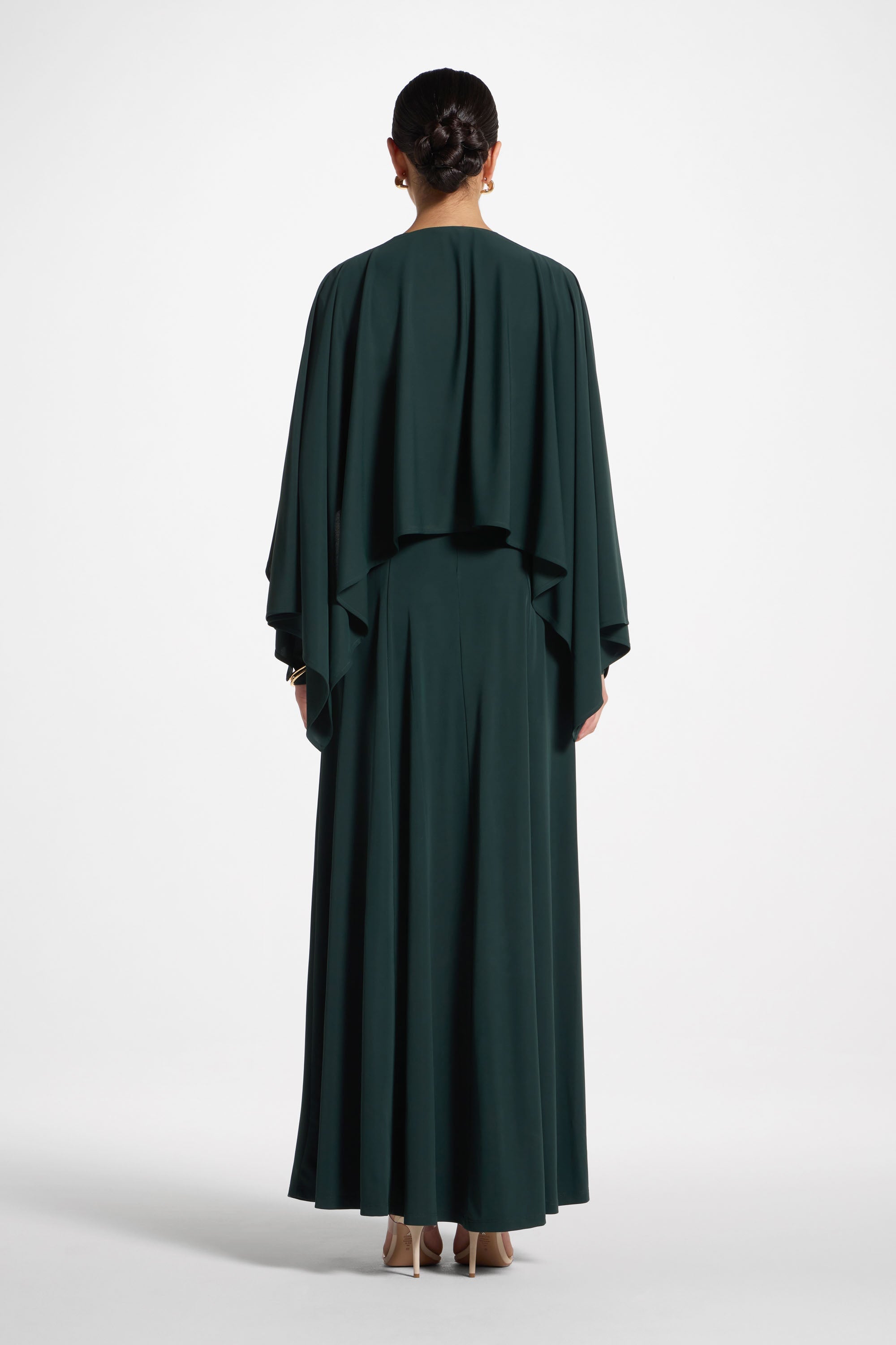 Lana Cape Maxi Dress - Emerald Abayas Veiled
