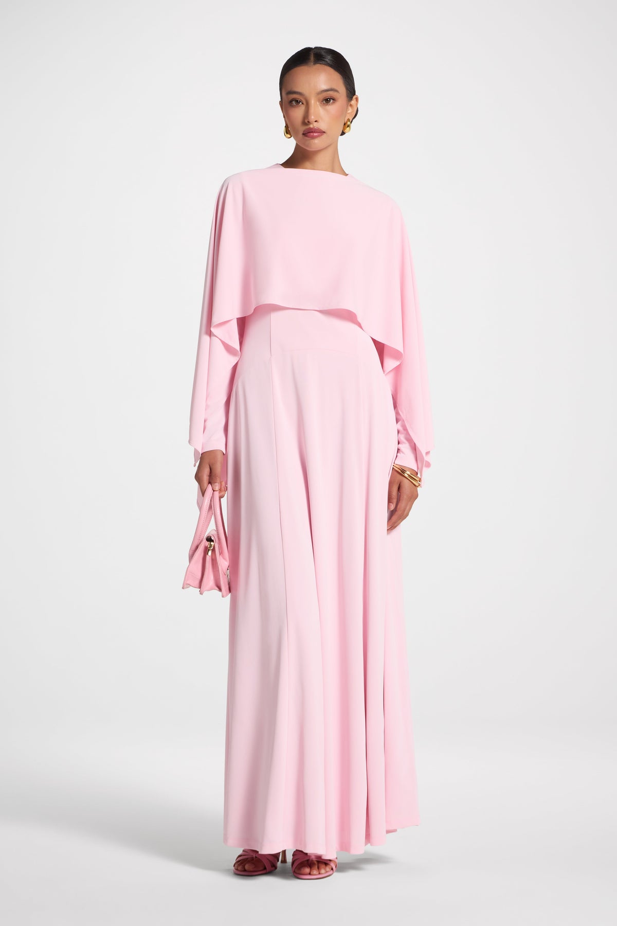 Lana Cape Maxi Dress - Pink Abayas Veiled