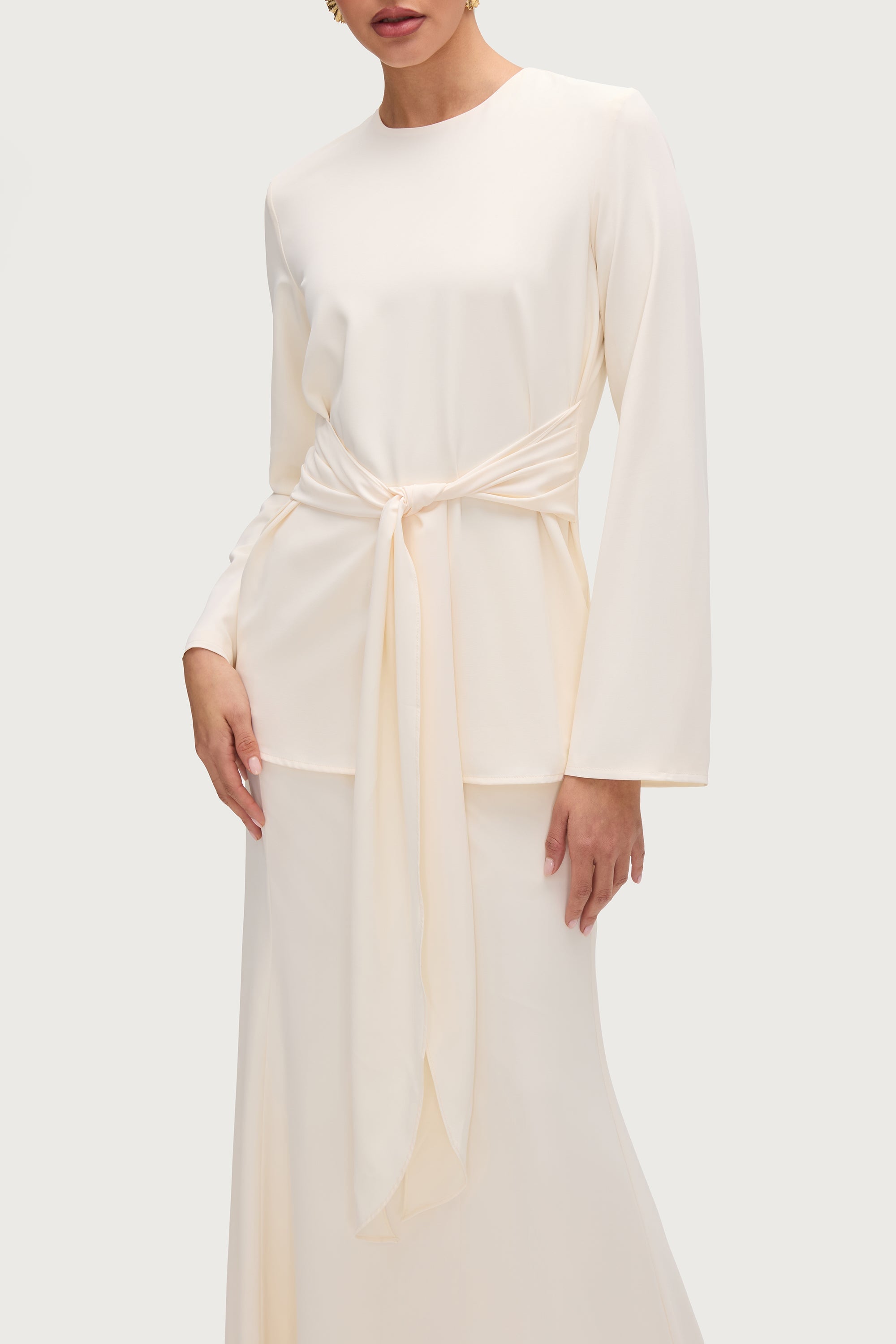 Layali Tie Waist Top & Skirt Set - Moonbeam Sets Veiled Collection