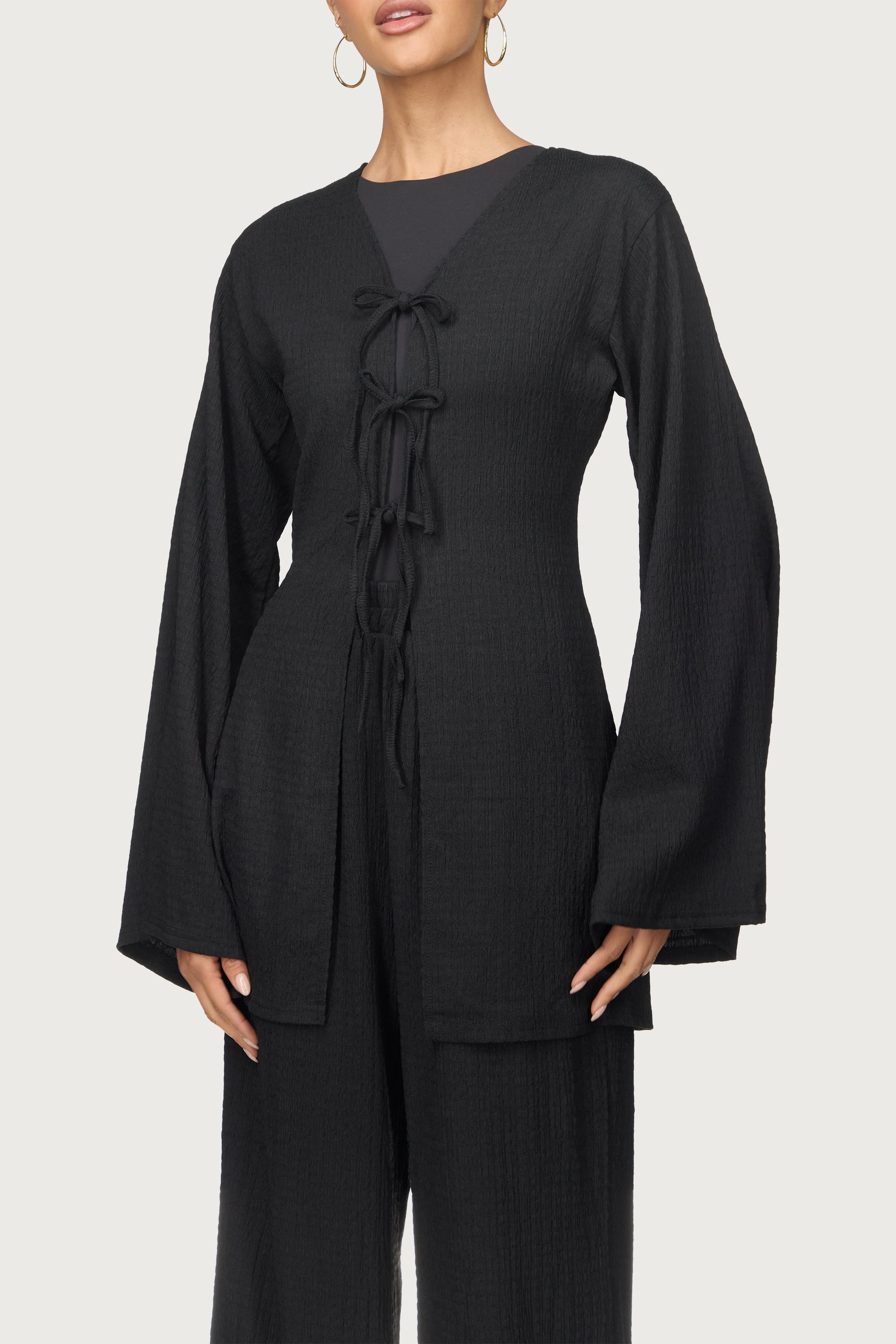 Layla Matching Top & Pants Set - Black Abayas Veiled