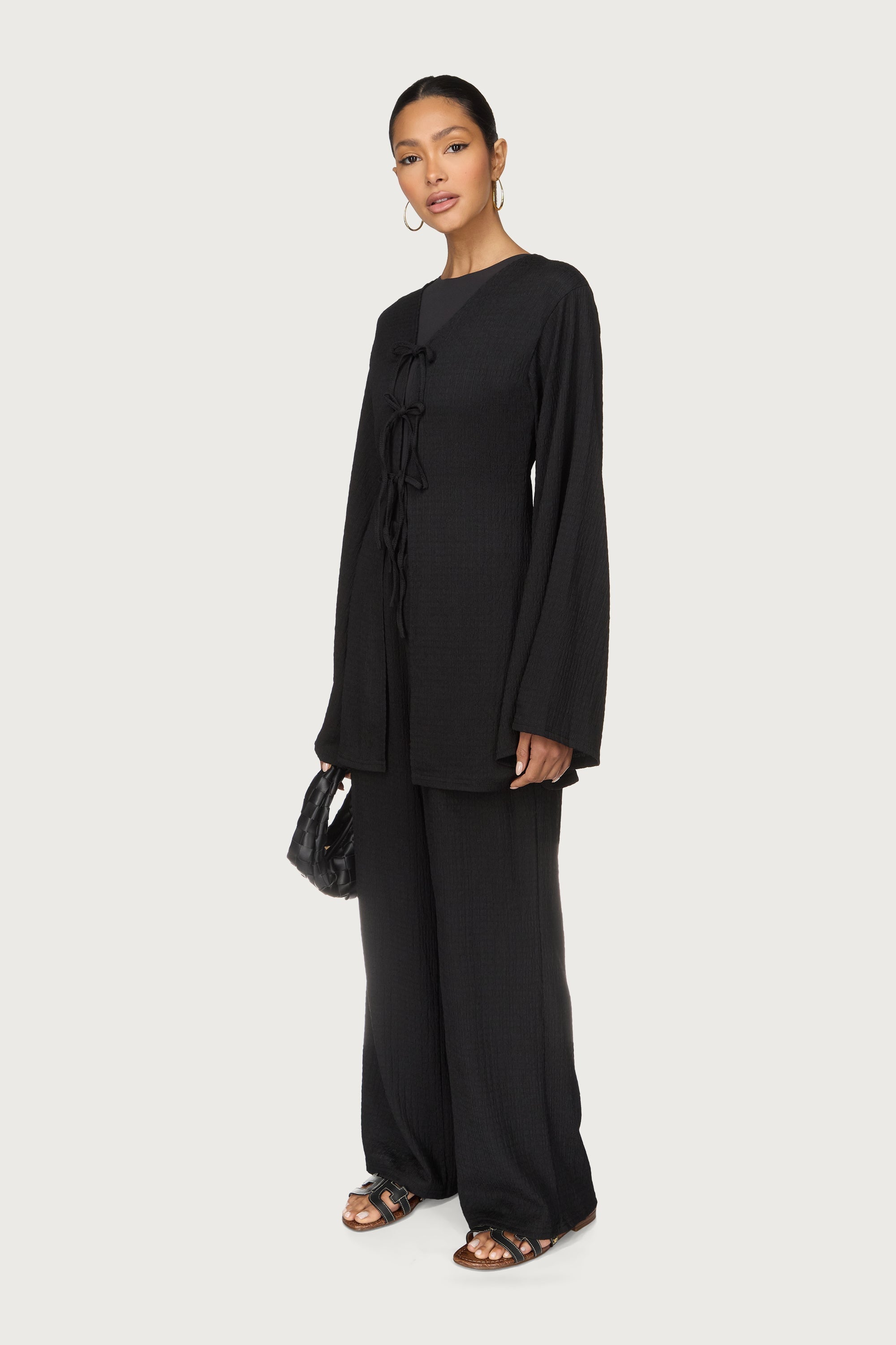 Layla Matching Top & Pants Set - Black Abayas Veiled