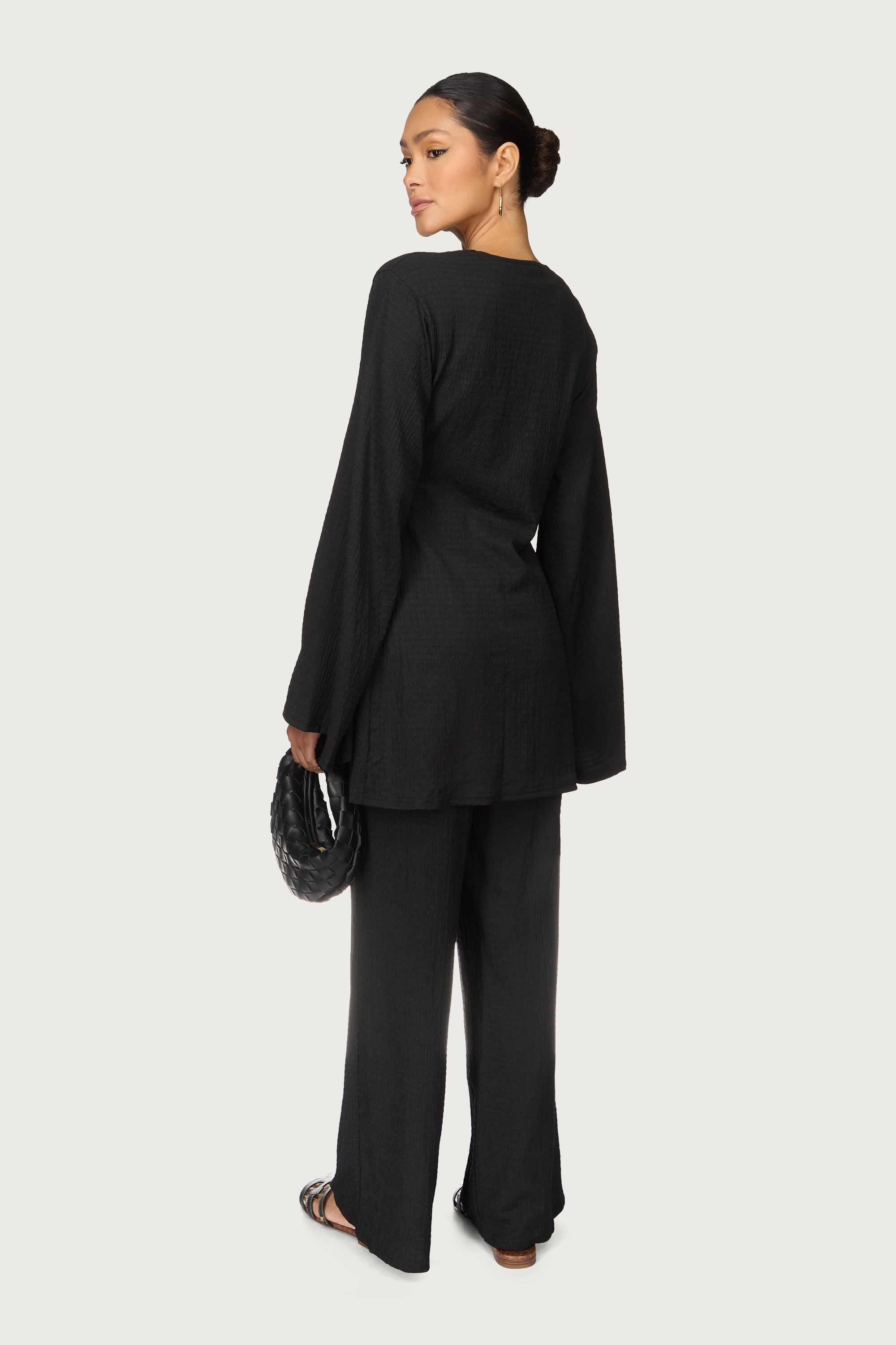 Layla Matching Top & Pants Set - Black Abayas Veiled