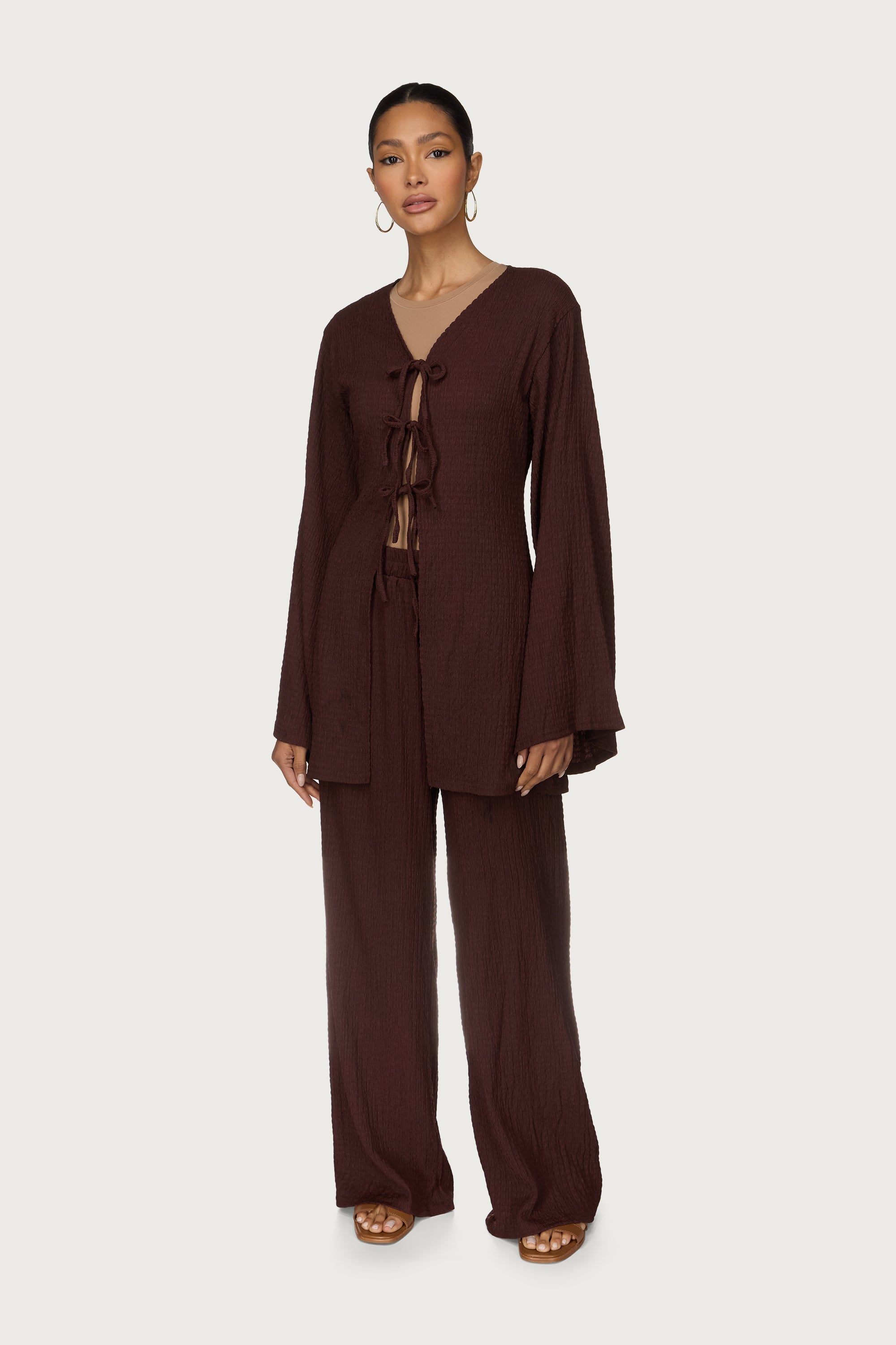 Layla Matching Top & Pants Set - Chocolate Abayas Veiled