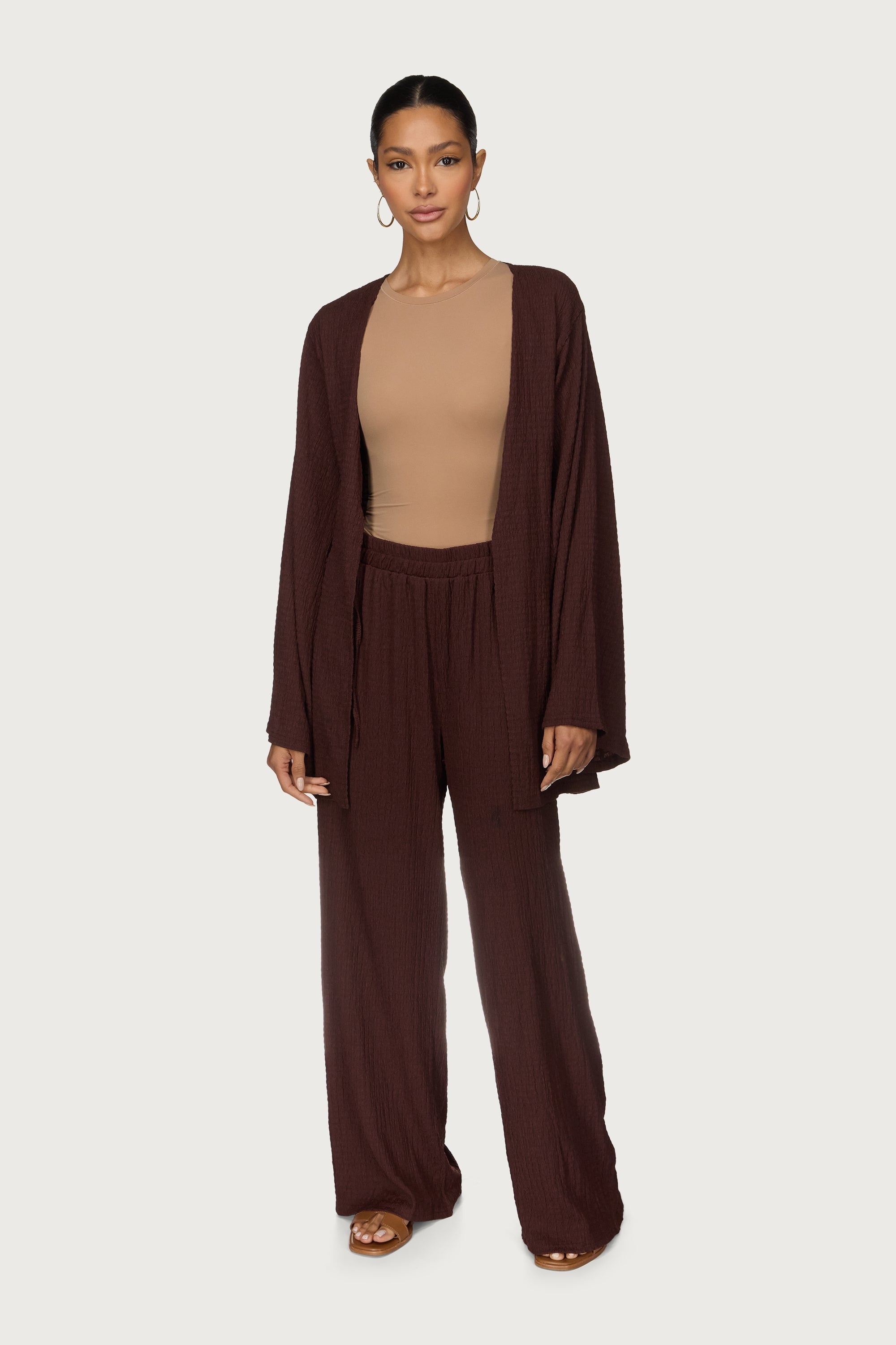 Layla Matching Top & Pants Set - Chocolate Abayas Veiled