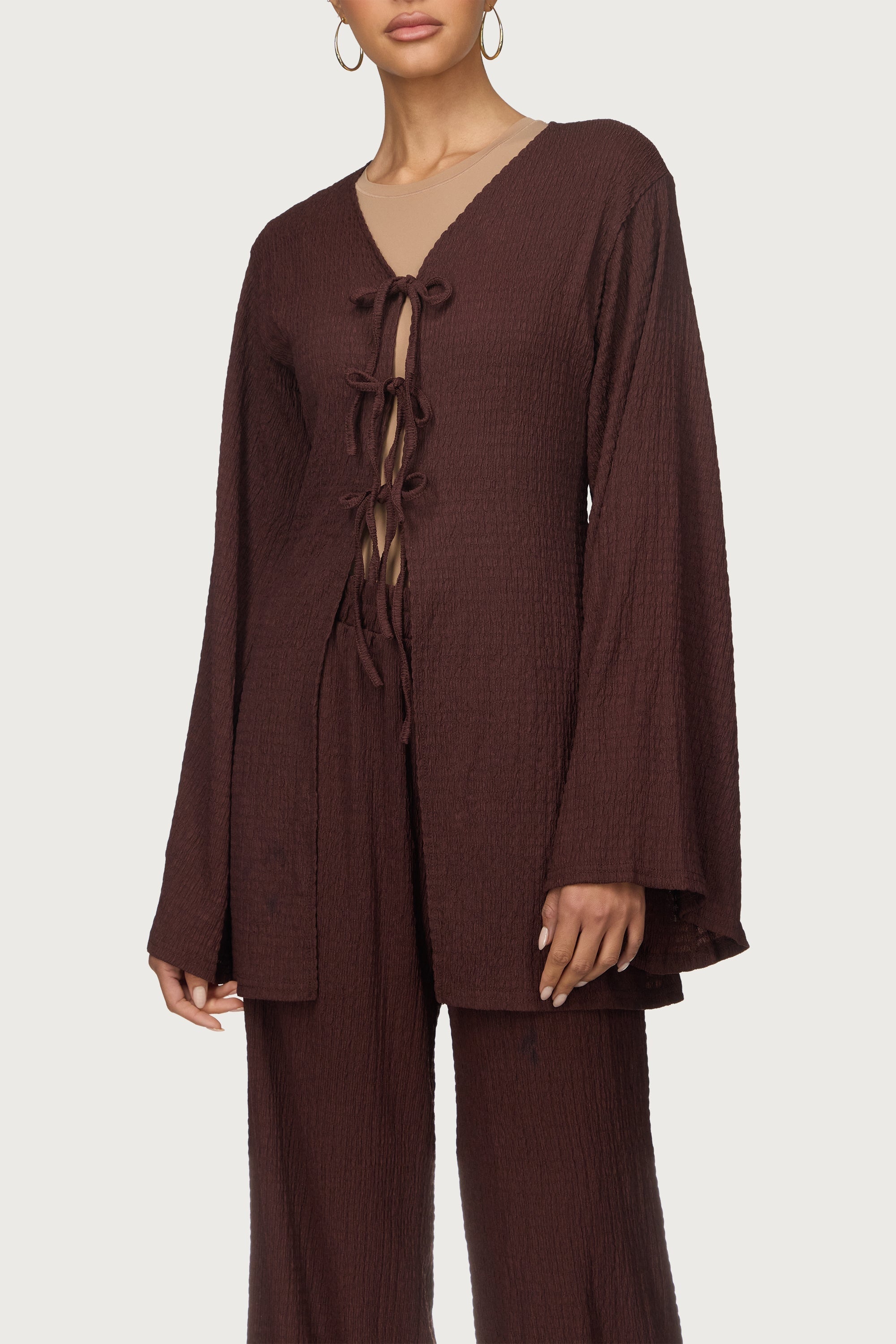 Layla Matching Top & Pants Set - Chocolate Abayas Veiled