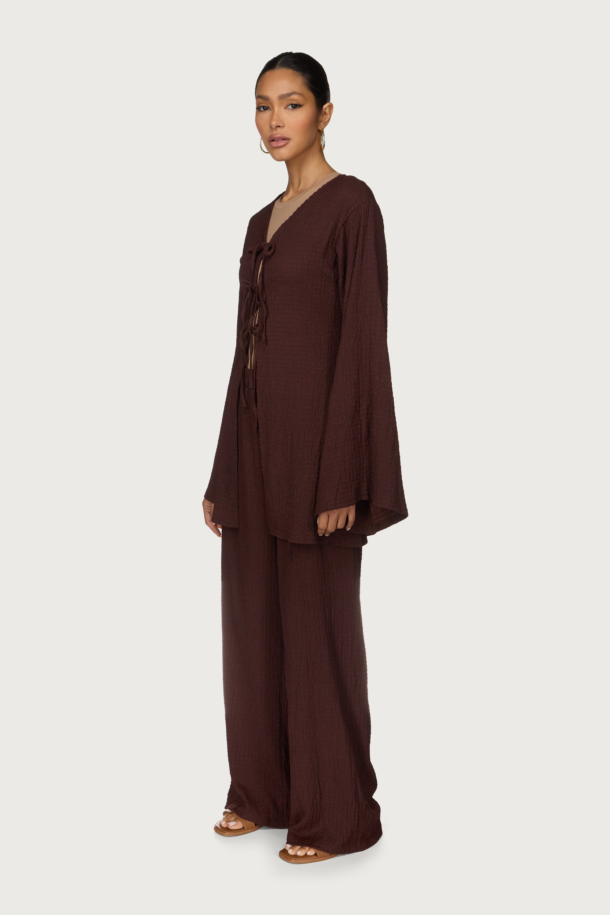Layla Matching Top & Pants Set - Chocolate Abayas Veiled