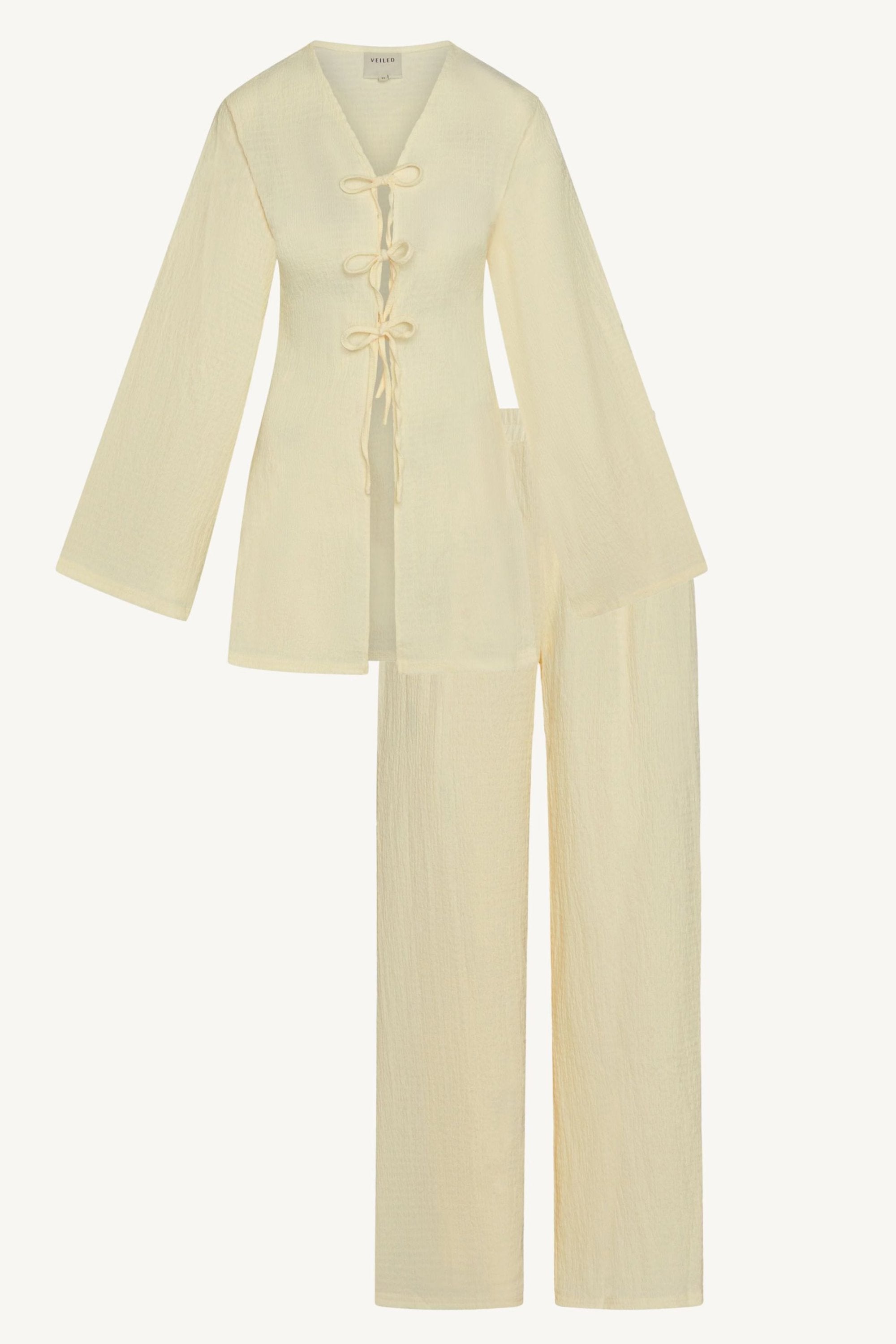 Layla Matching Top & Pants Set - Off White Abayas Veiled