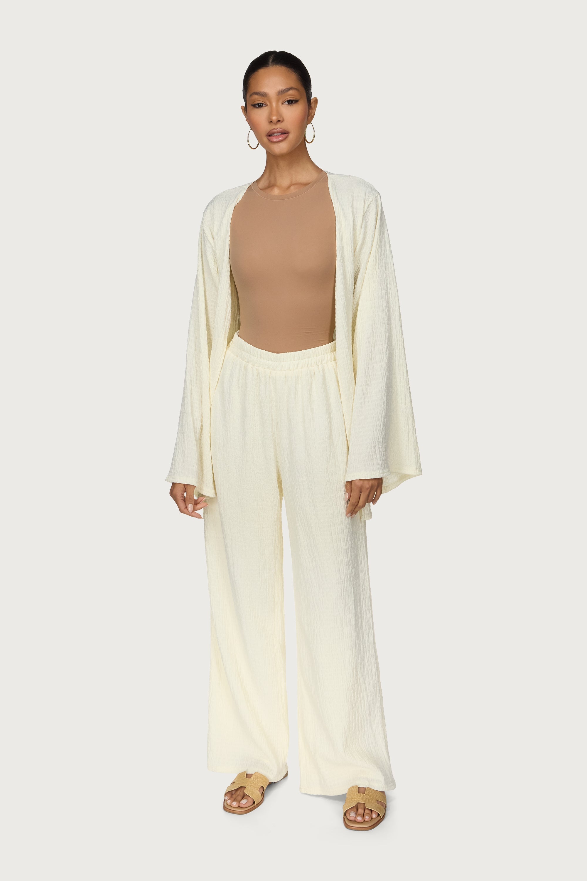 Layla Matching Top & Pants Set - Off White Abayas Veiled