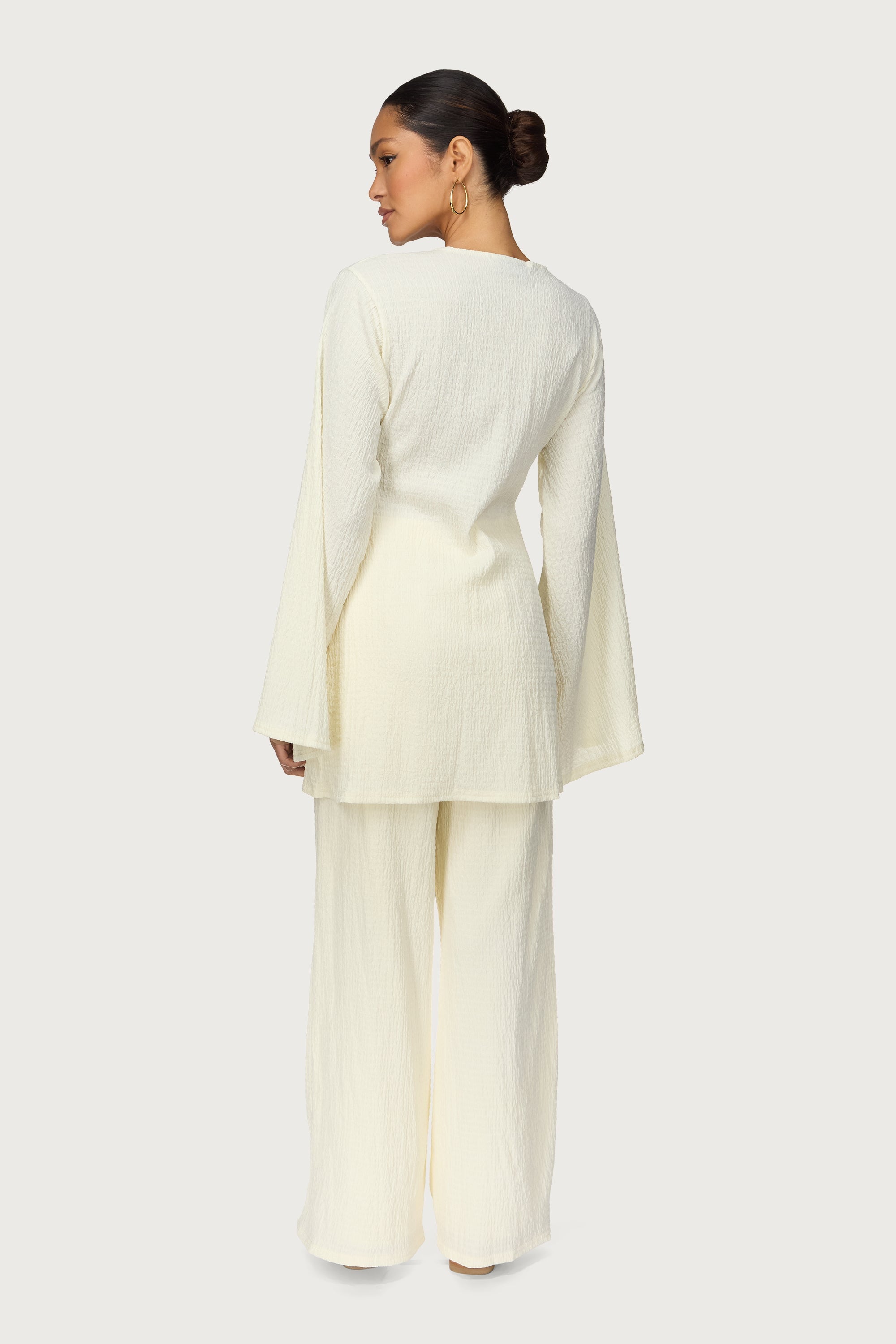 Layla Matching Top & Pants Set - Off White Abayas Veiled