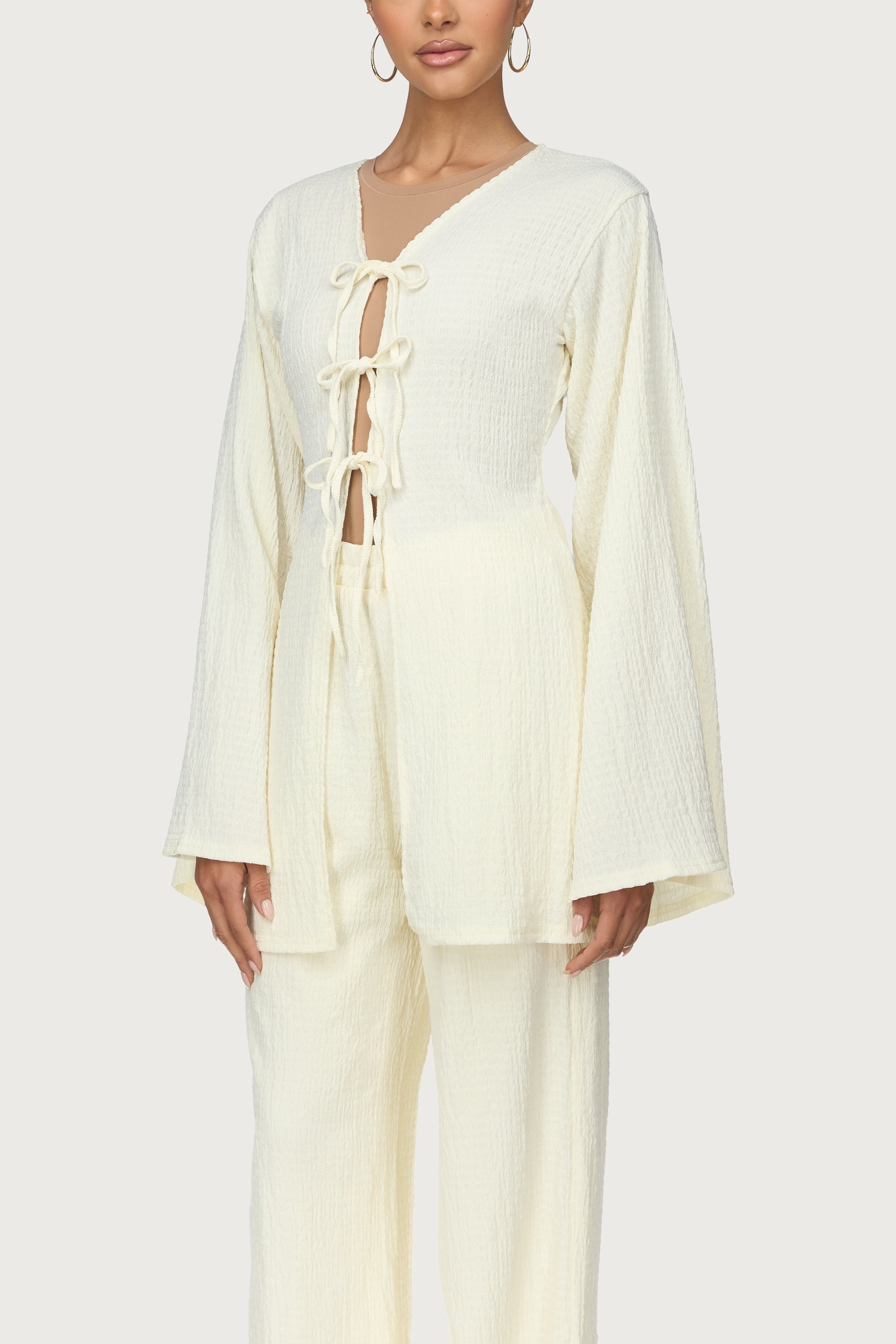 Layla Matching Top & Pants Set - Off White Abayas Veiled