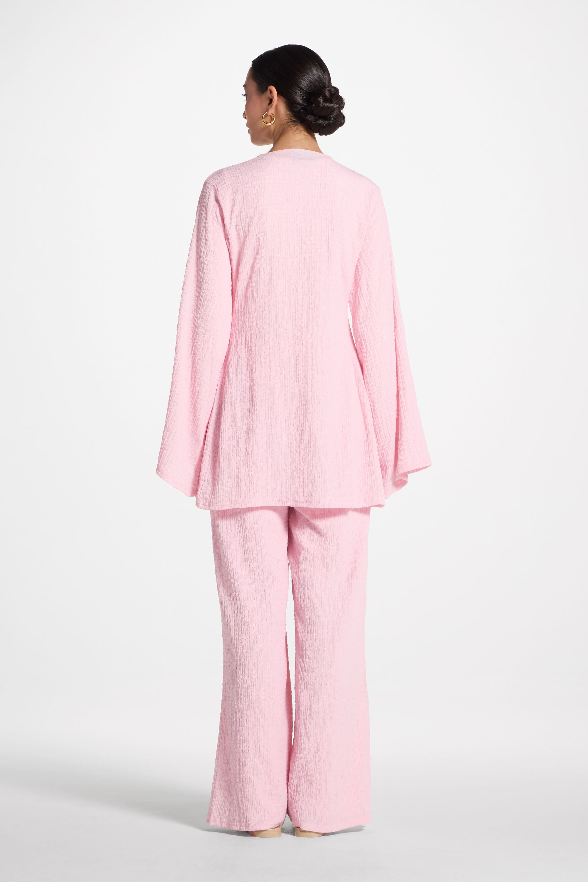 Layla Matching Top & Pants Set - Pastel Pink Abayas Veiled