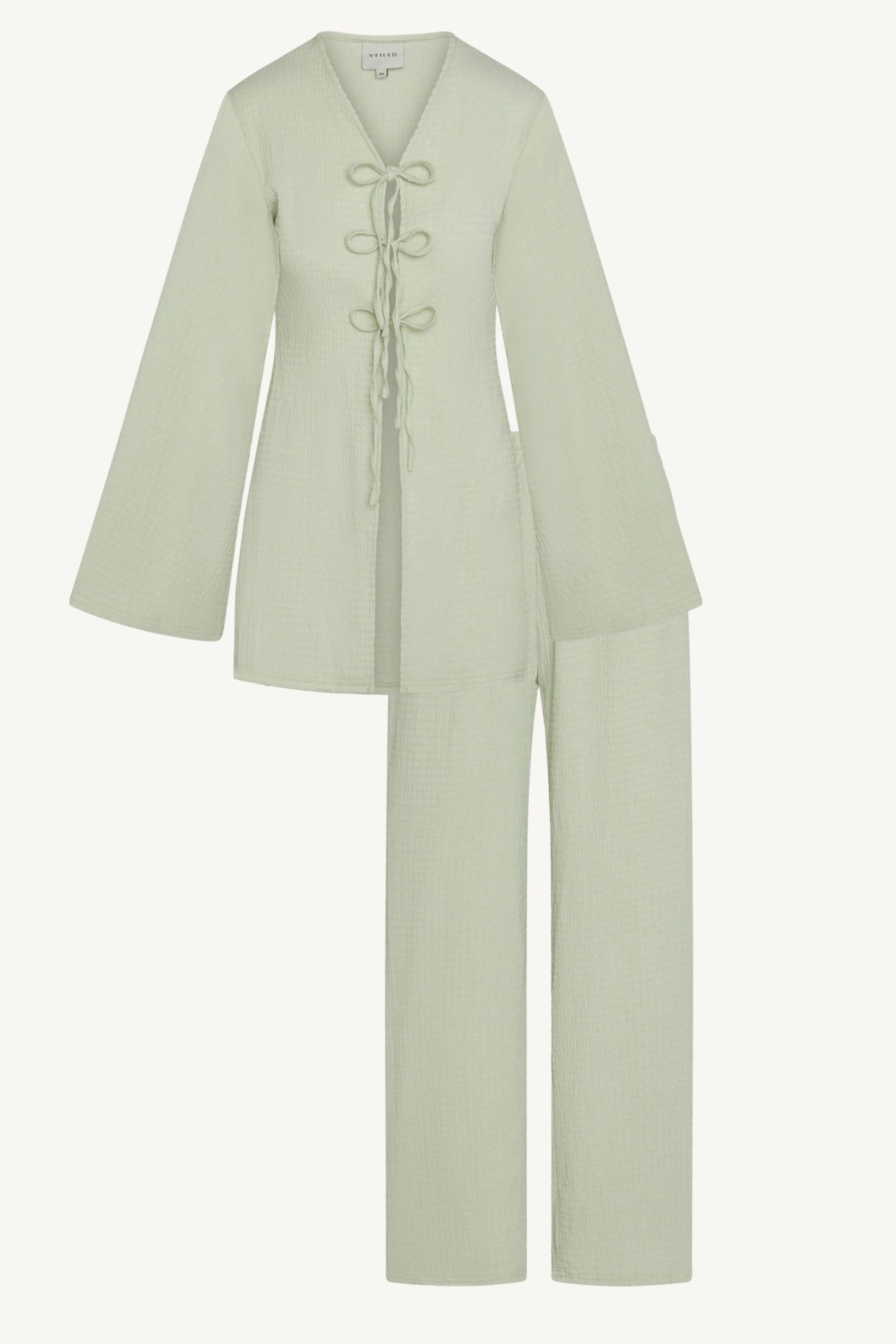 Layla Matching Top & Pants Set - Pistachio Abayas Veiled