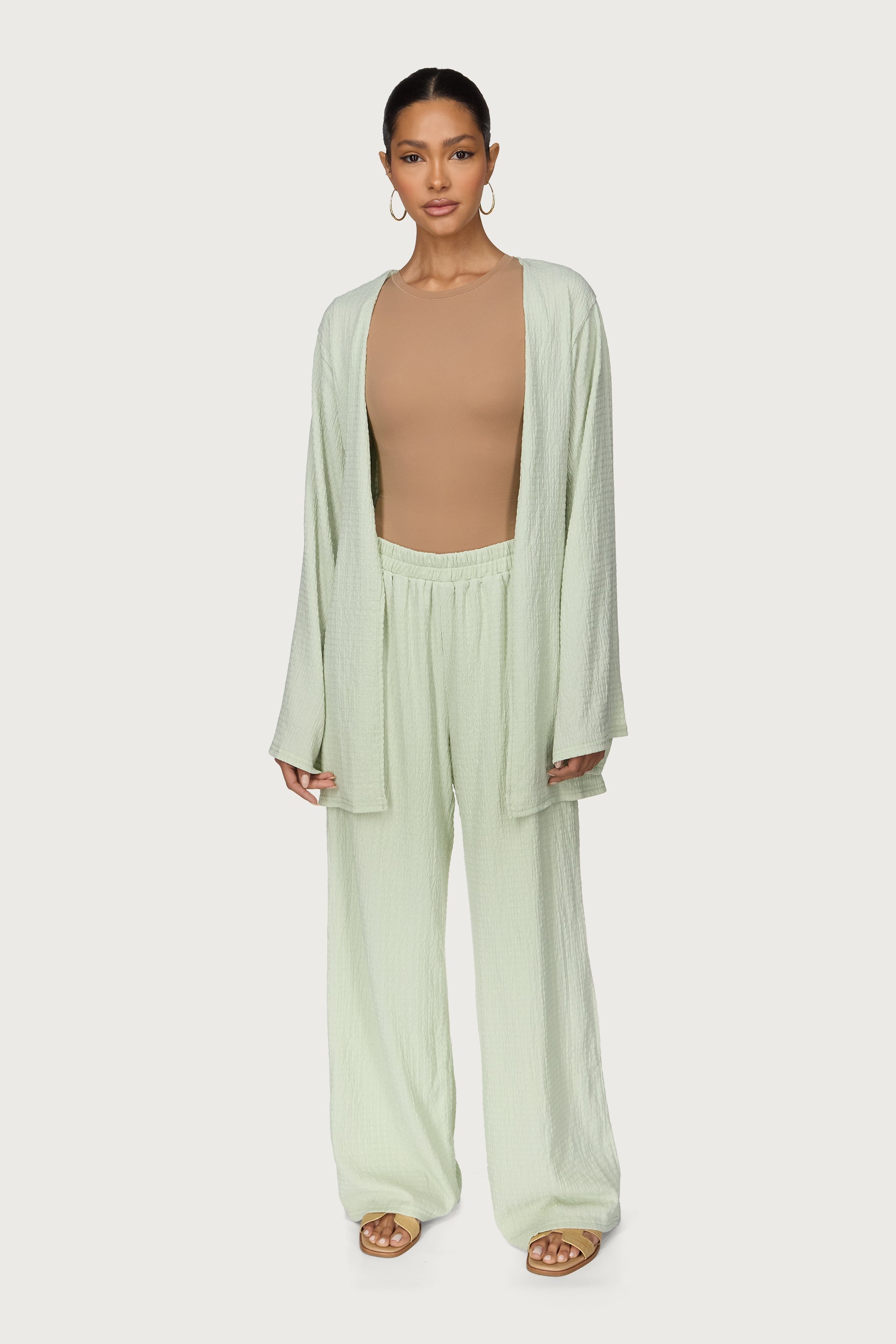 Layla Matching Top & Pants Set - Pistachio Abayas Veiled